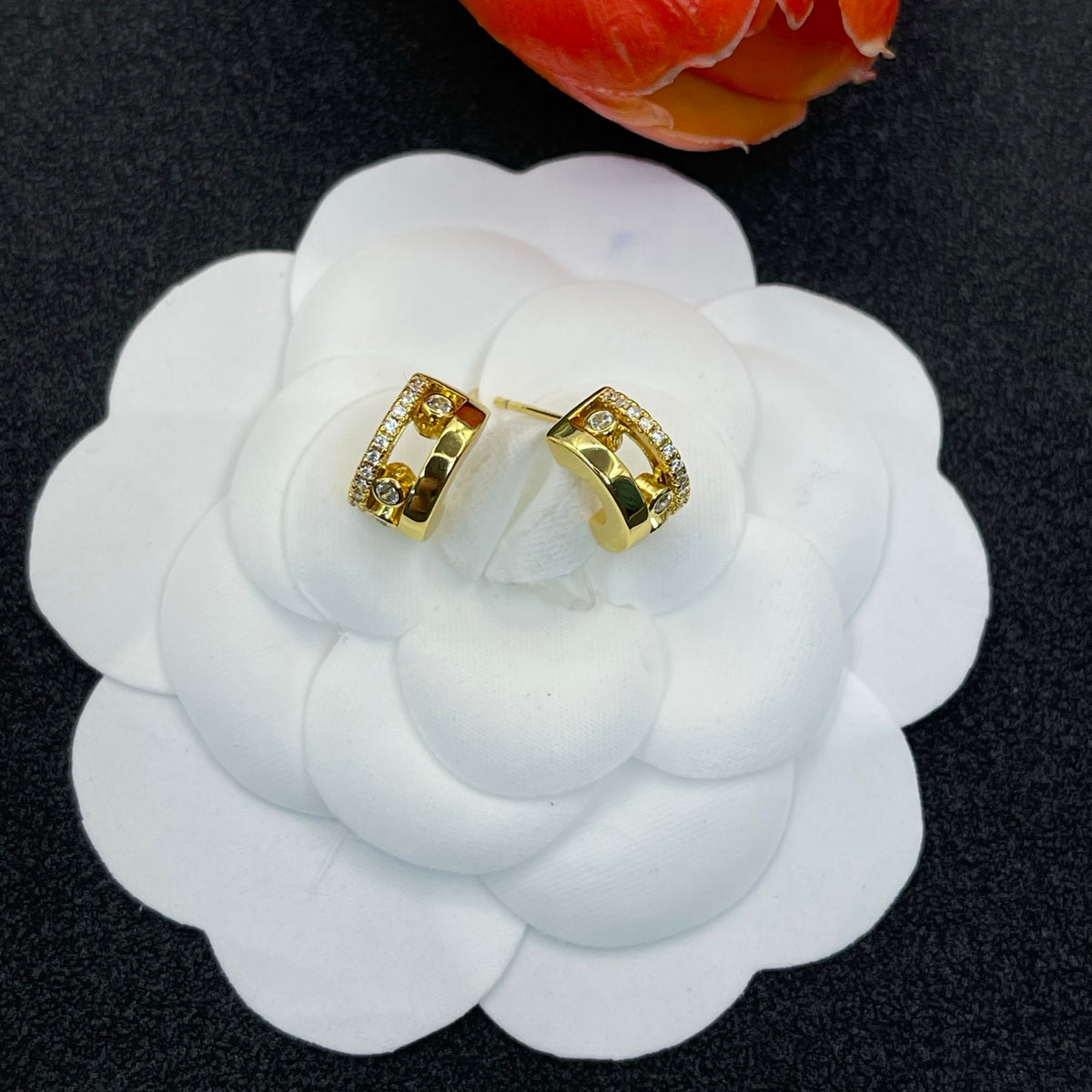 Messika Geometric Crystal Stud earrings in Gold Tone, main view