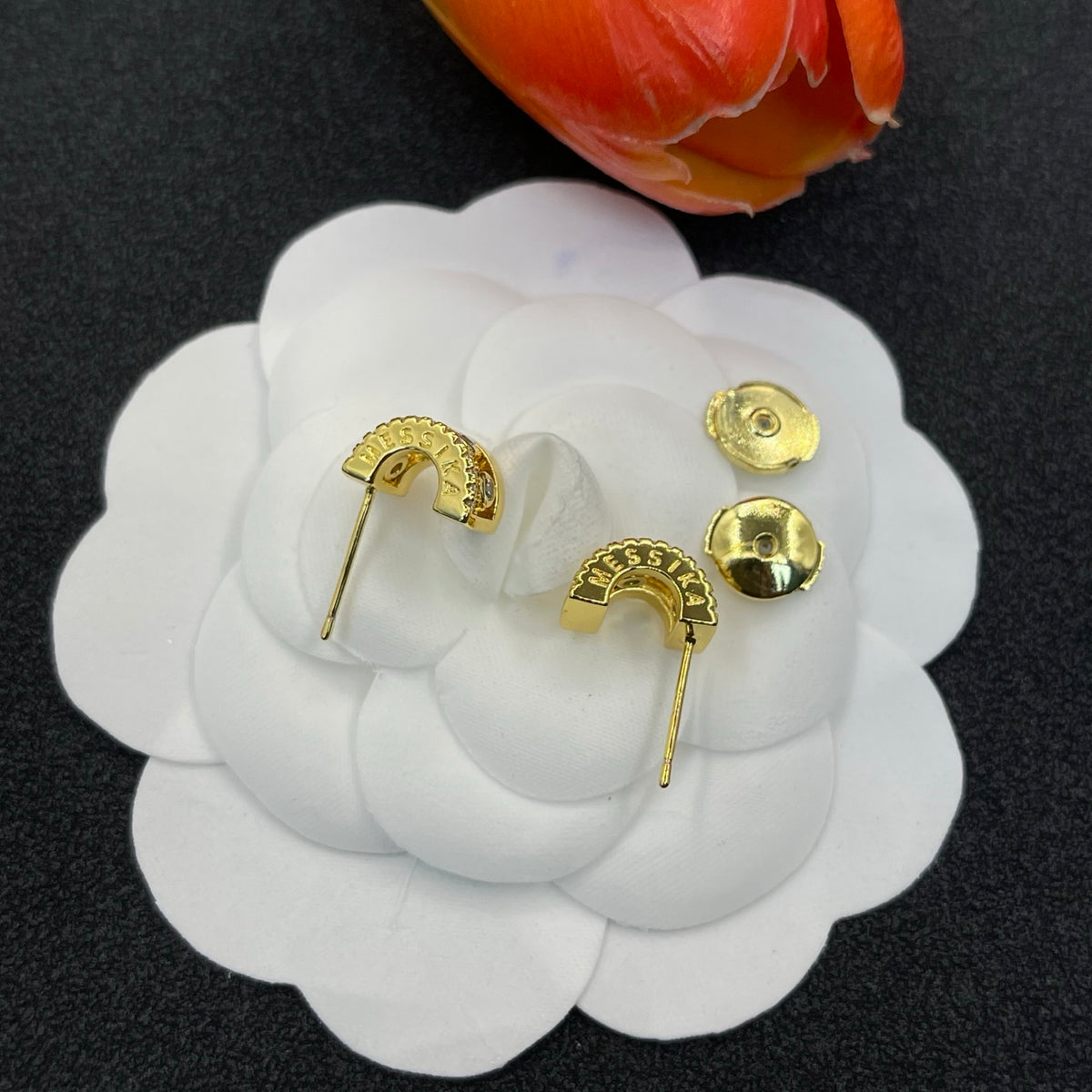 Messika Geometric Crystal Stud earrings in Gold Tone, detail view 6