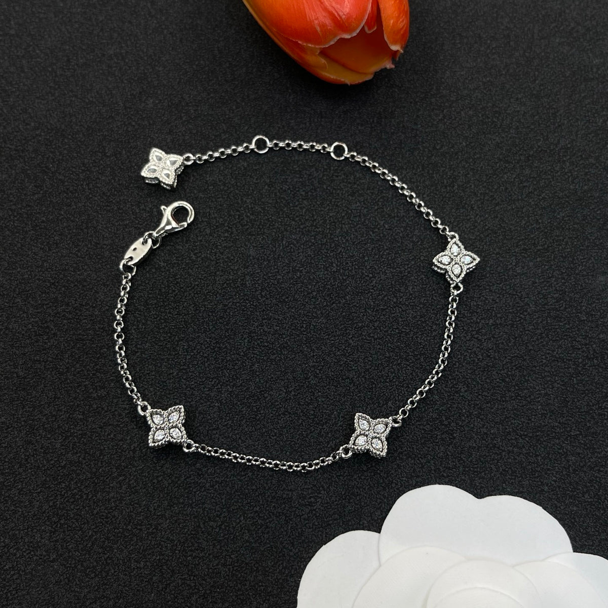 Roberto Coin flower station chain bracelet in Silver Tone, main view