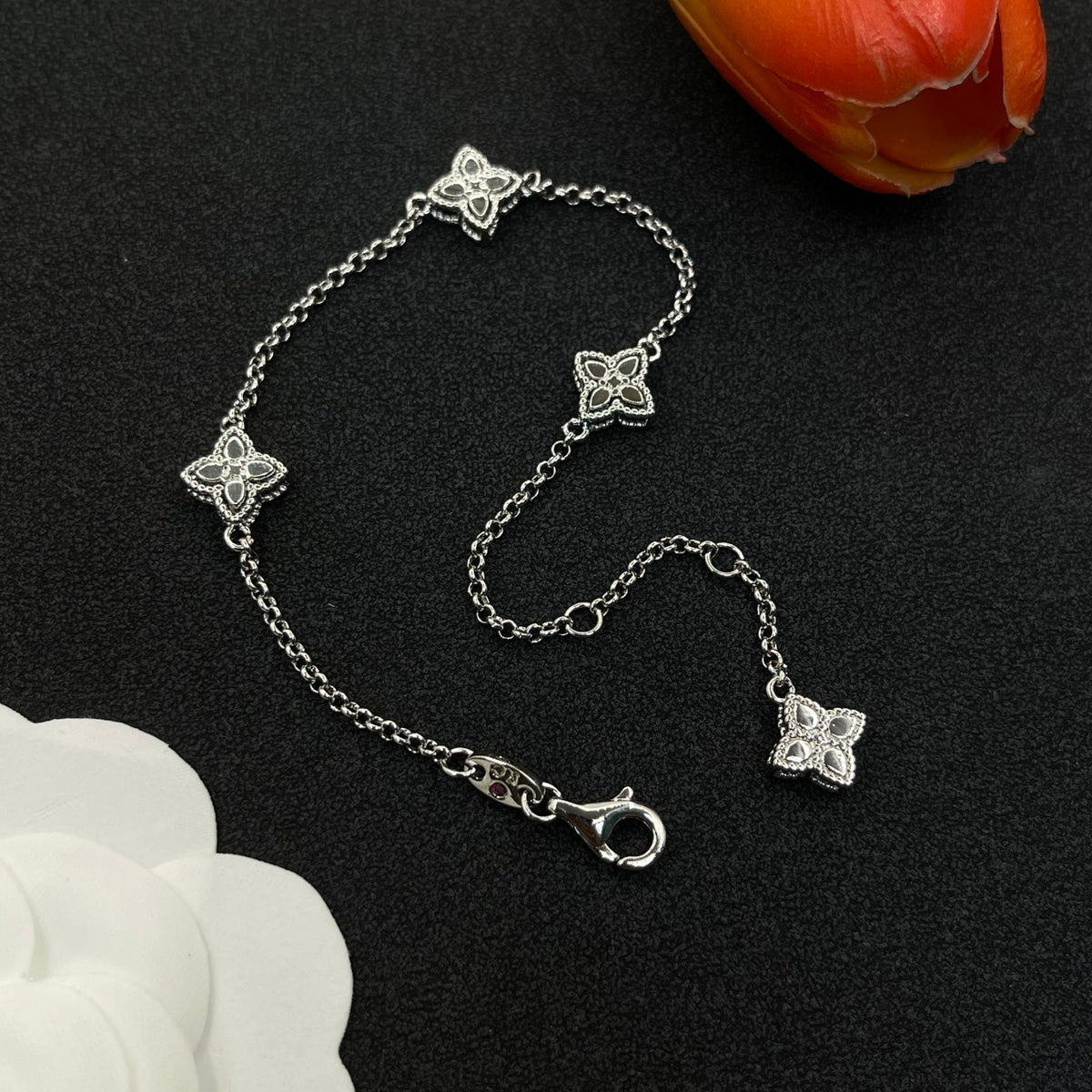 Roberto Coin flower station chain bracelet in Silver Tone, detail view 6