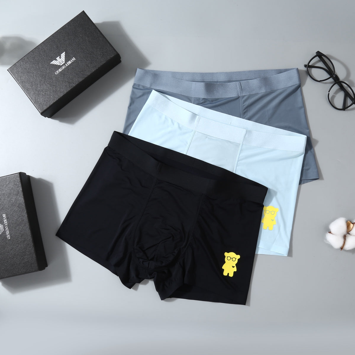 Emporio Armani Black Blue Yellow Small Emblem Boxer Briefs, image 2