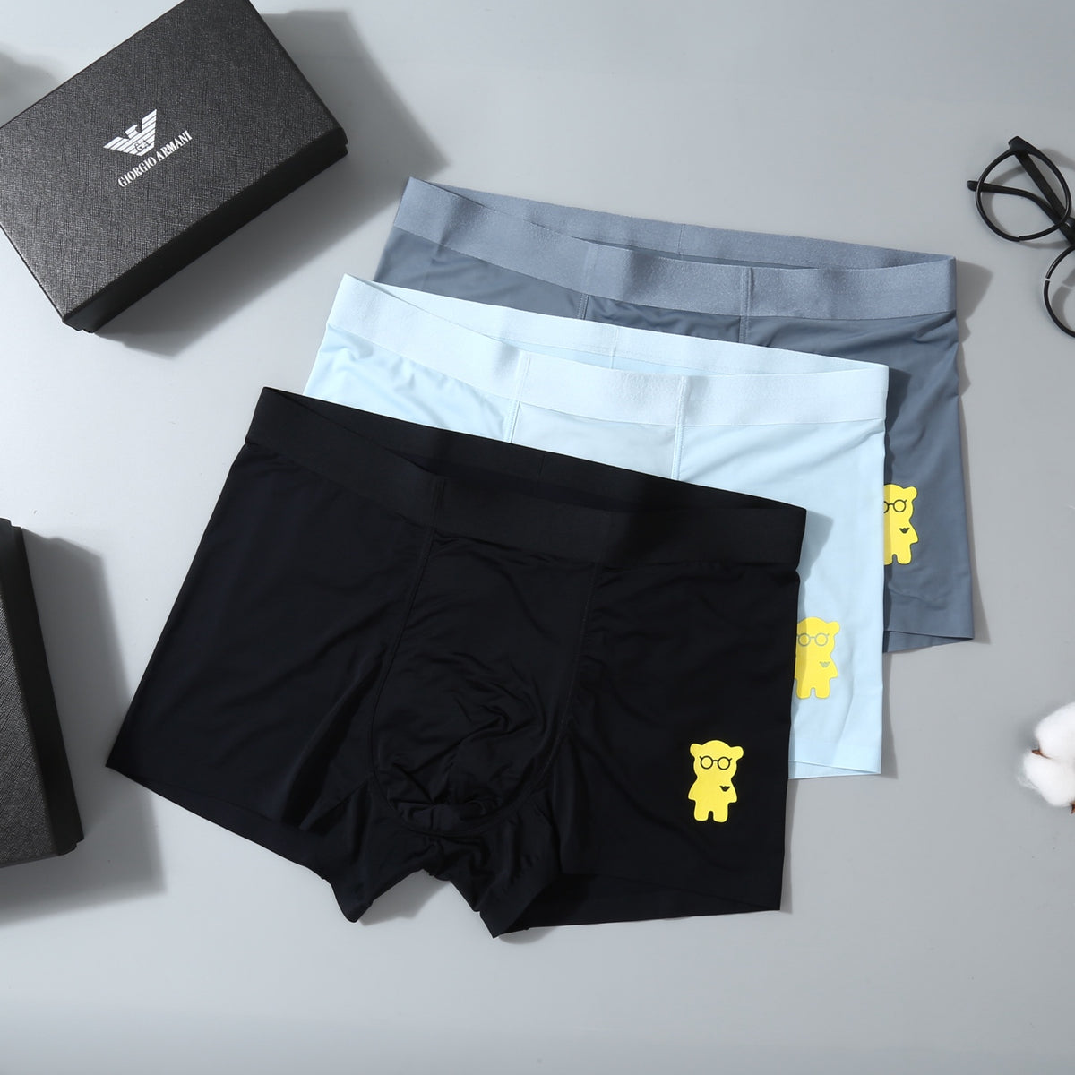 Emporio Armani Black Blue Yellow Small Emblem Boxer Briefs, image 1