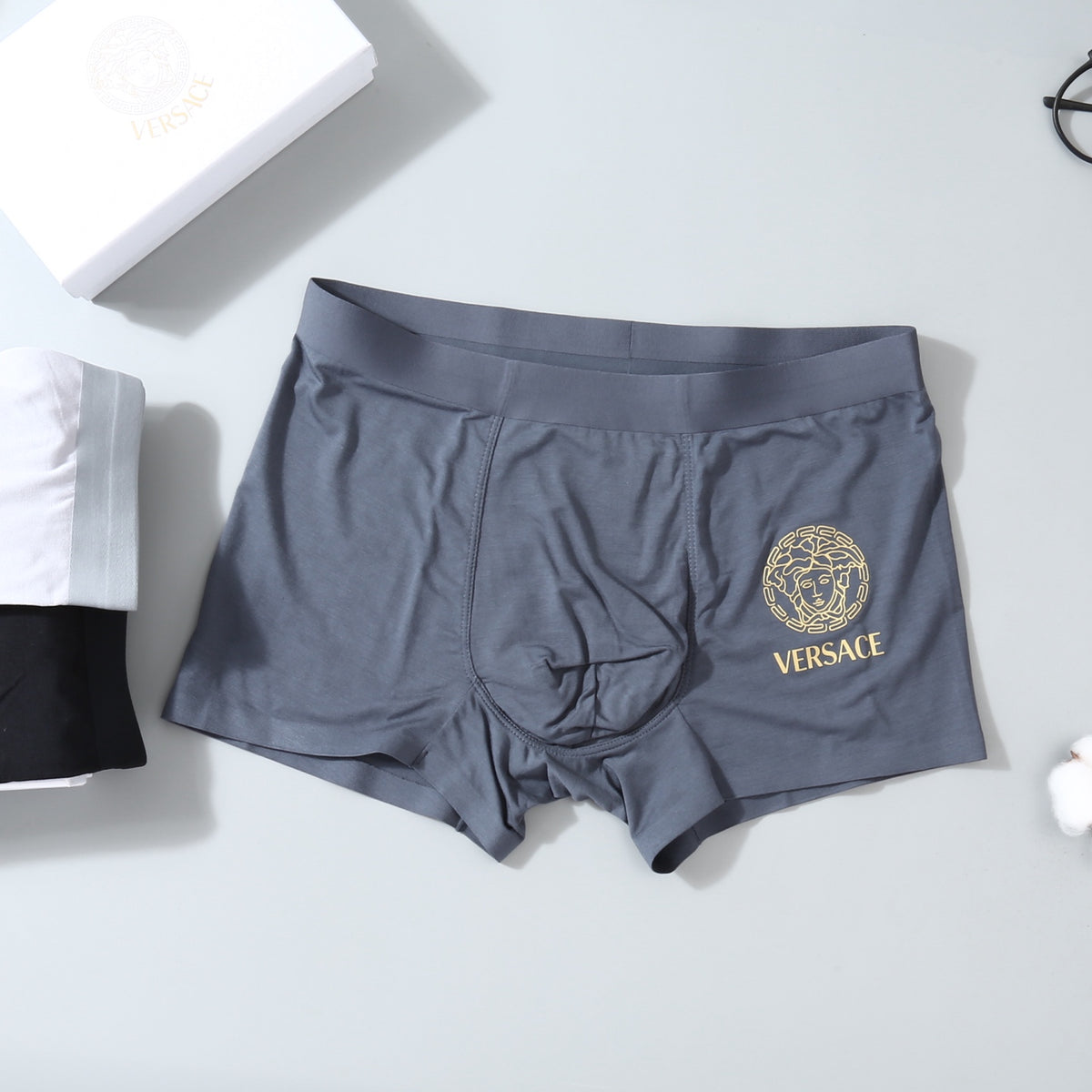 Versace White Grey Black Broad Waist Boxer Briefs, image 7