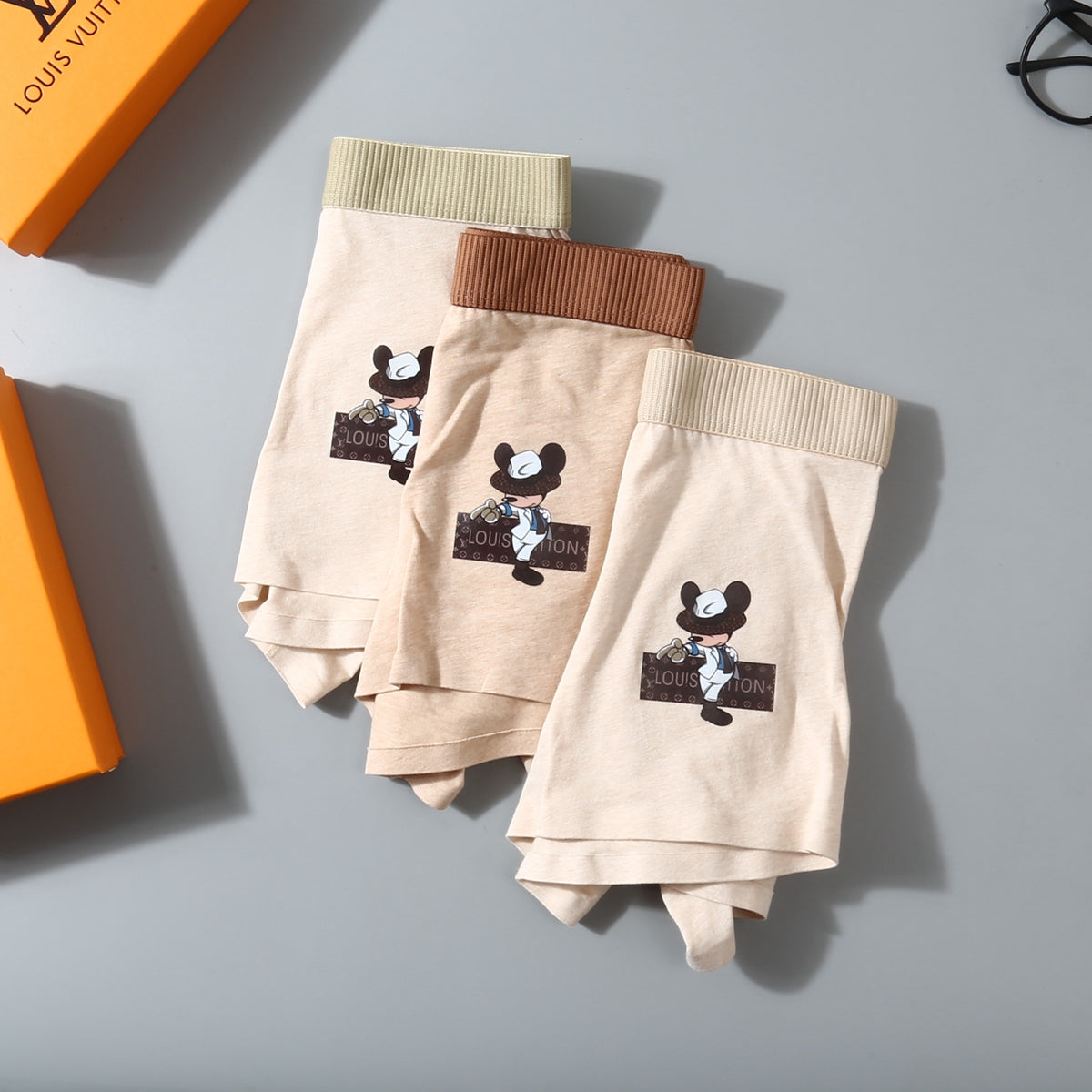 Louis Vuitton Beige Brown Cream Cartoon Patch Boxer Briefs, image 5