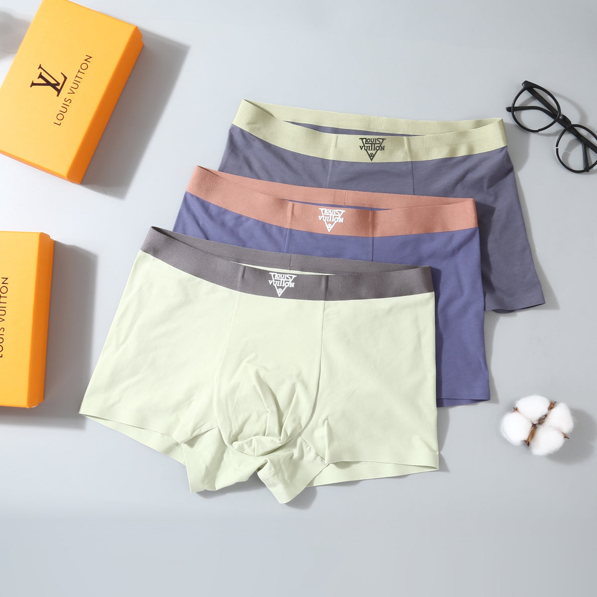 Louis Vuitton Pale Lime Blue Grey Broad Waist Boxer Briefs, image 2