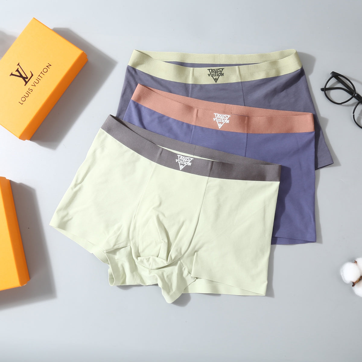 Louis Vuitton Pale Lime Blue Grey Broad Waist Boxer Briefs, image 1