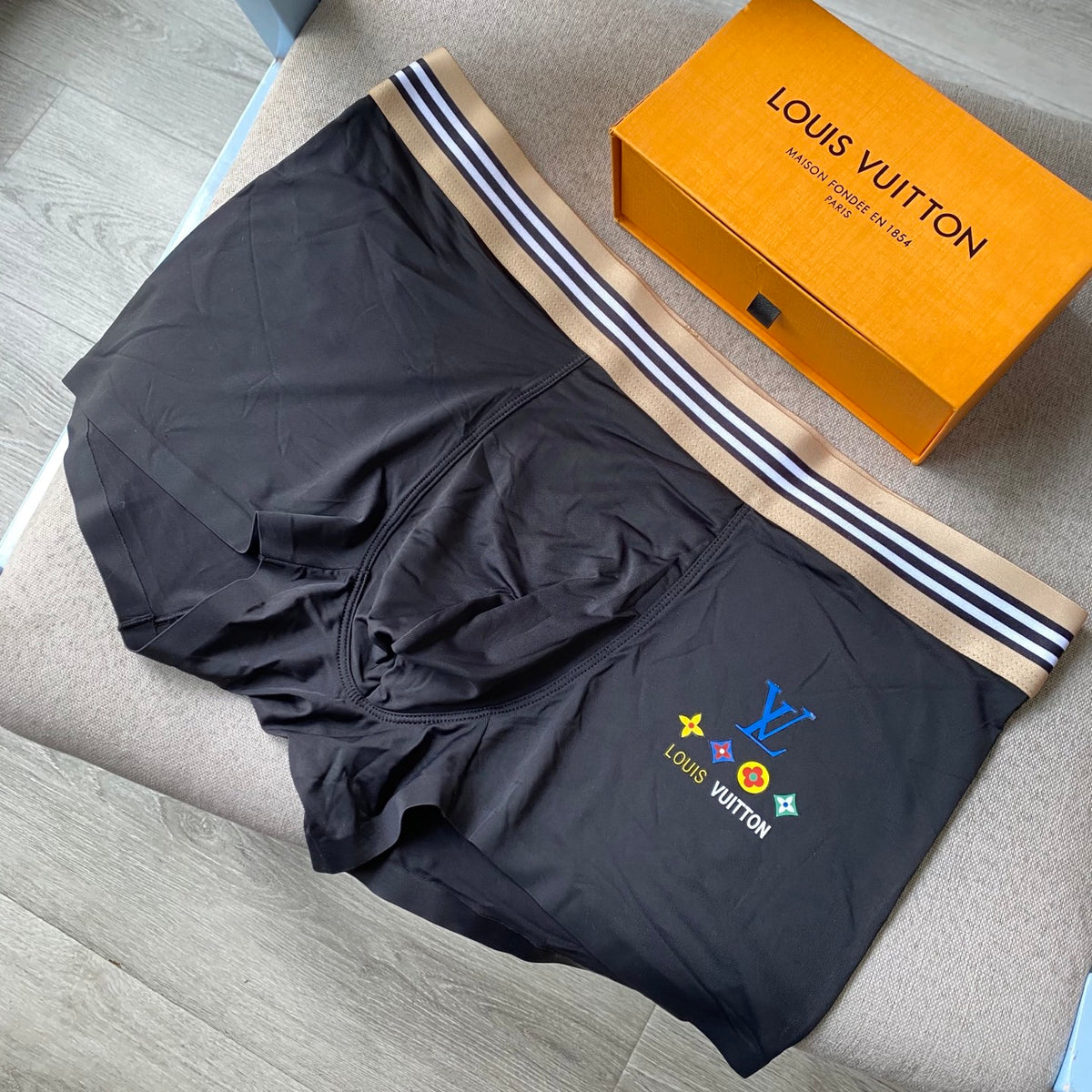 Louis Vuitton Grey Blue Multicolour Stripe Waist Boxer Briefs, image 7