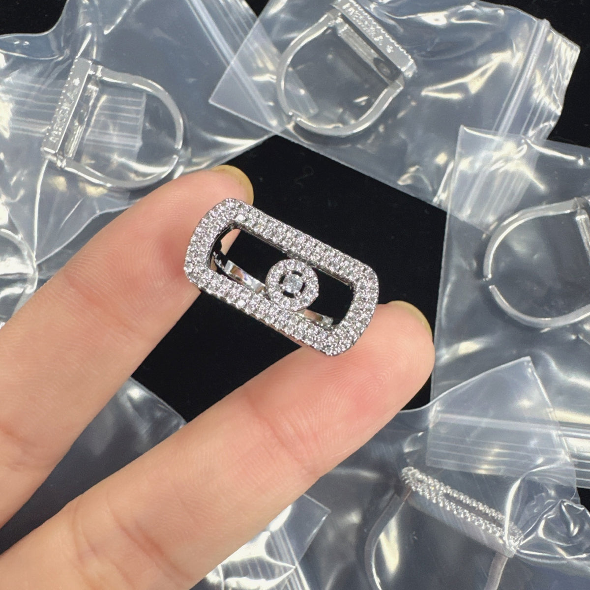 Messika Open Link Pavé ring in Silver Tone, main view
