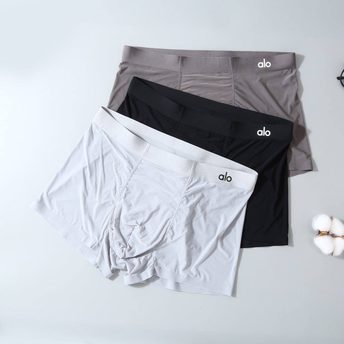 Alo Black Grey White Fine Waist Letters Boxer Briefs, image 4