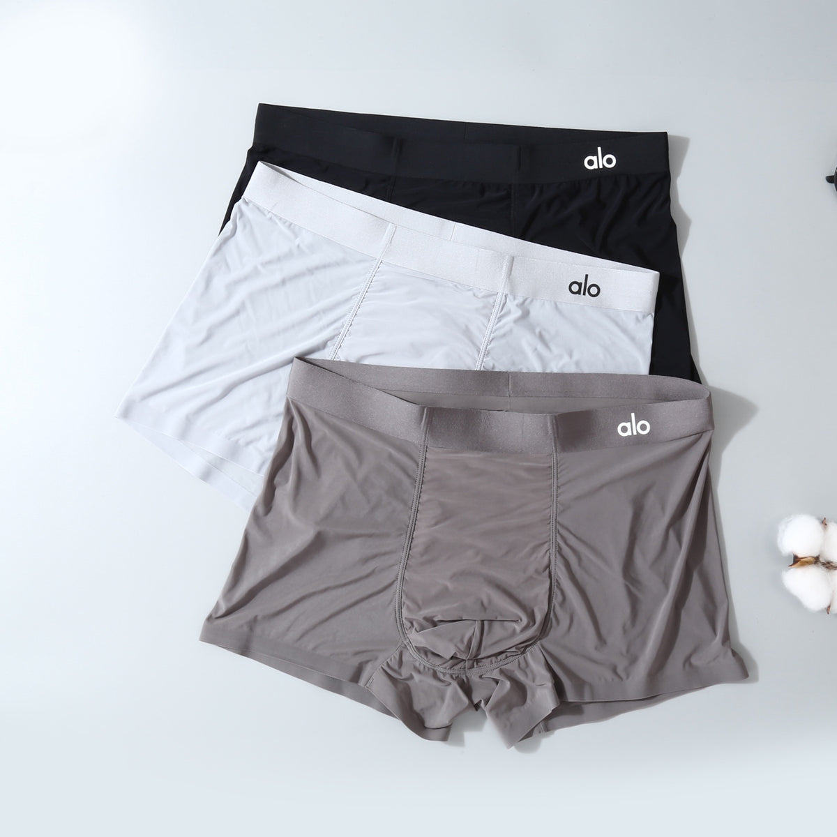 Alo Black Grey White Fine Waist Letters Boxer Briefs, image 3