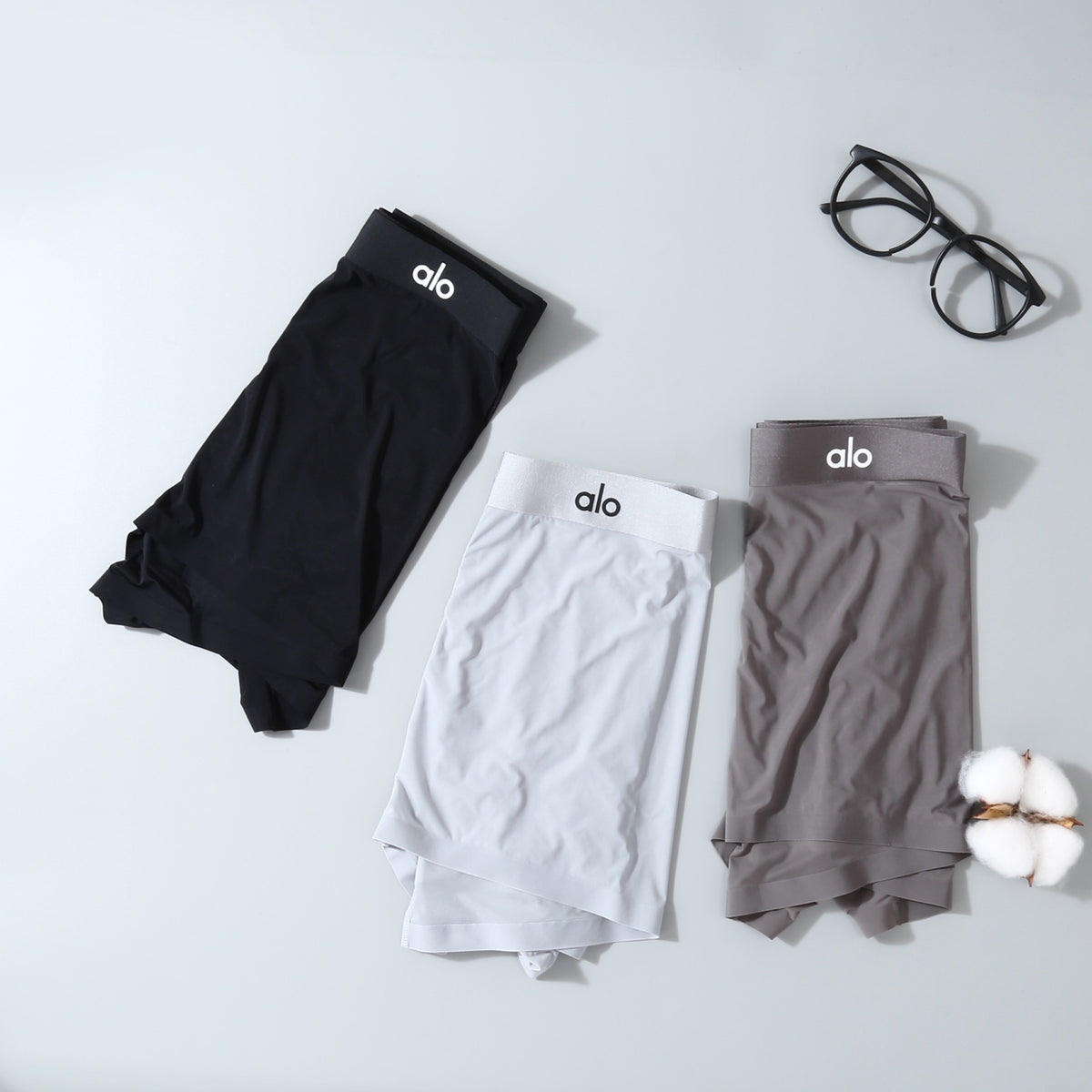 Alo Black Grey White Fine Waist Letters Boxer Briefs, image 6