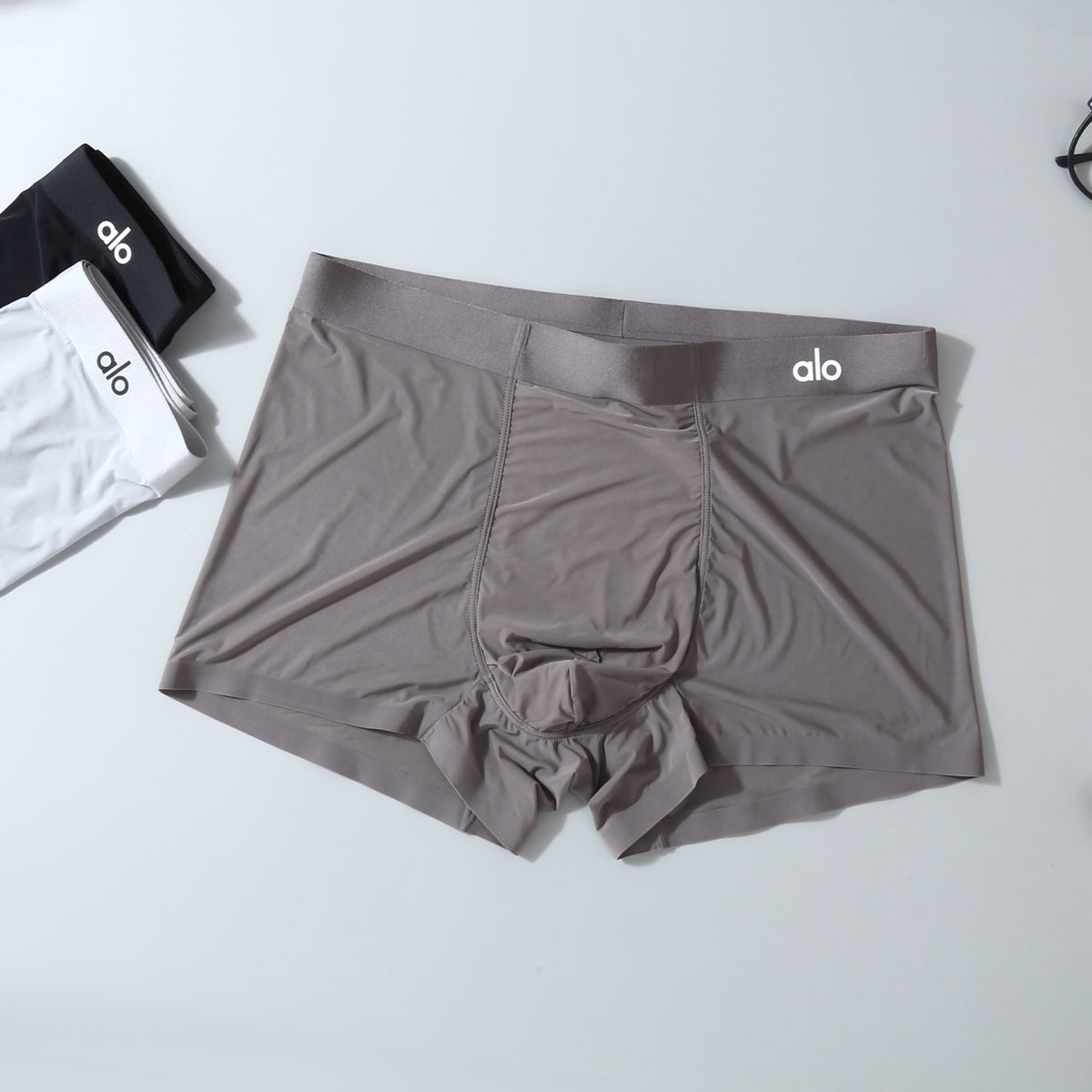 Alo Black Grey White Fine Waist Letters Boxer Briefs, image 7