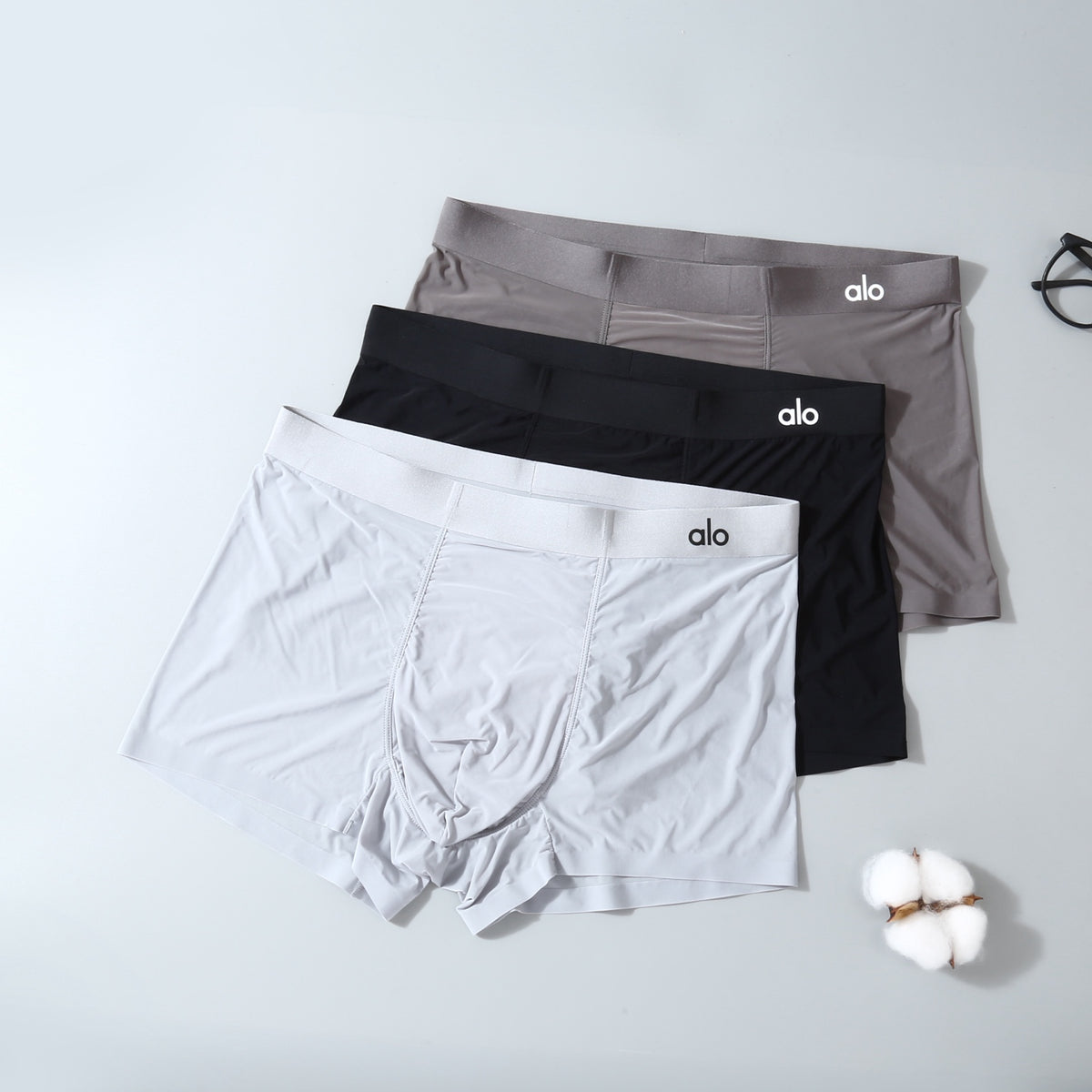 Alo Black Grey White Fine Waist Letters Boxer Briefs, image 2