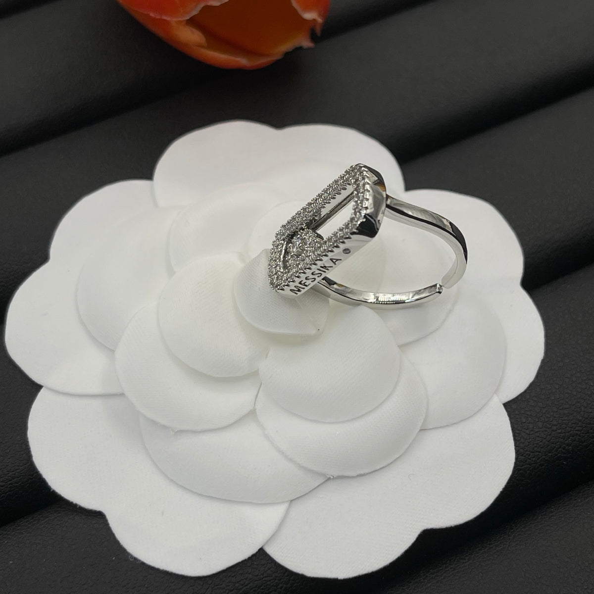 Messika Black Accent Signet ring in Silver Tone, detail view 11