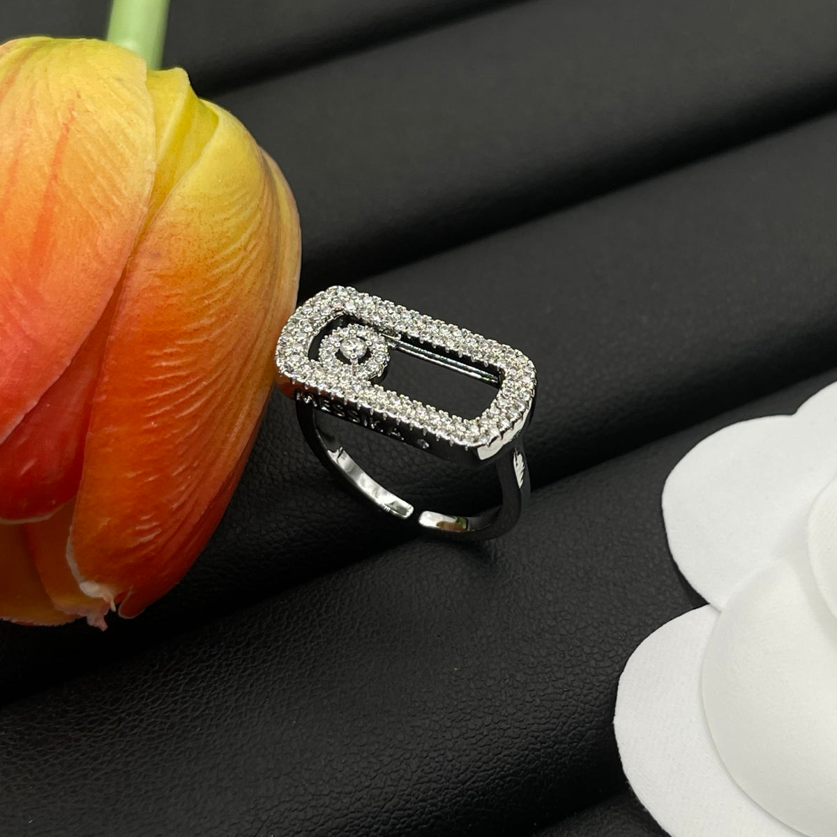 Messika Black Accent Signet ring in Silver Tone, detail view 10