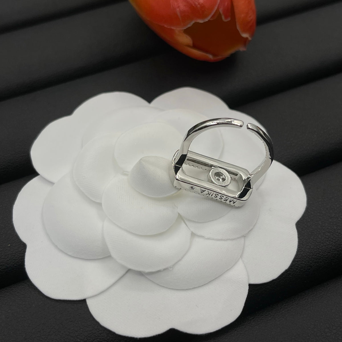 Messika Black Accent Signet ring in Silver Tone, detail view 12