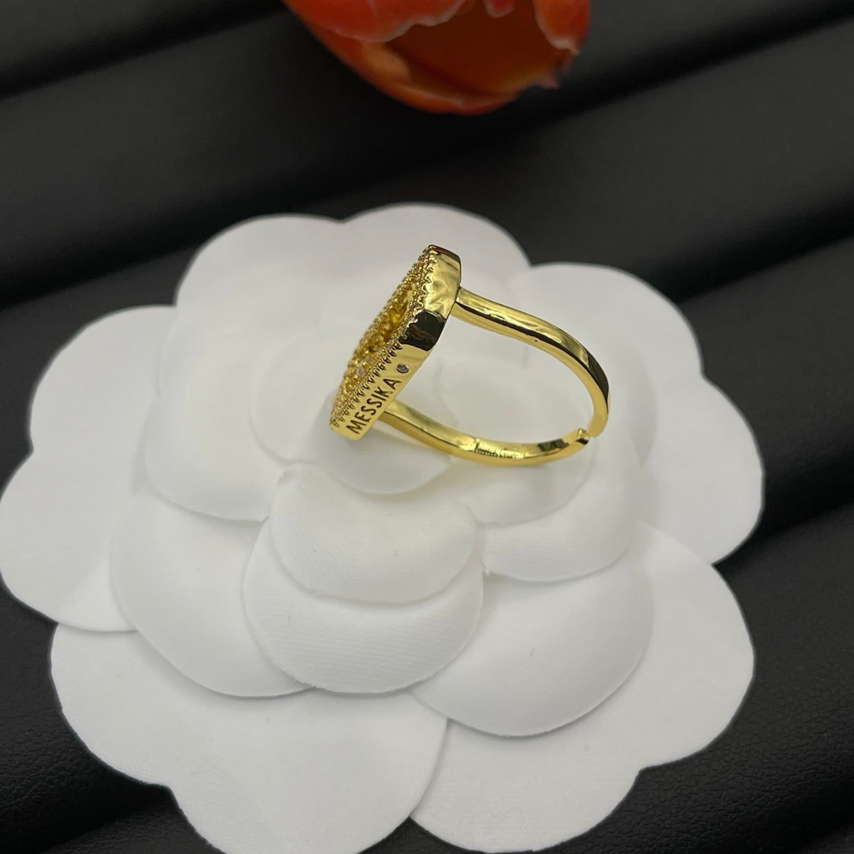 Messika Black Accent Signet ring in Gold Tone, detail view 4