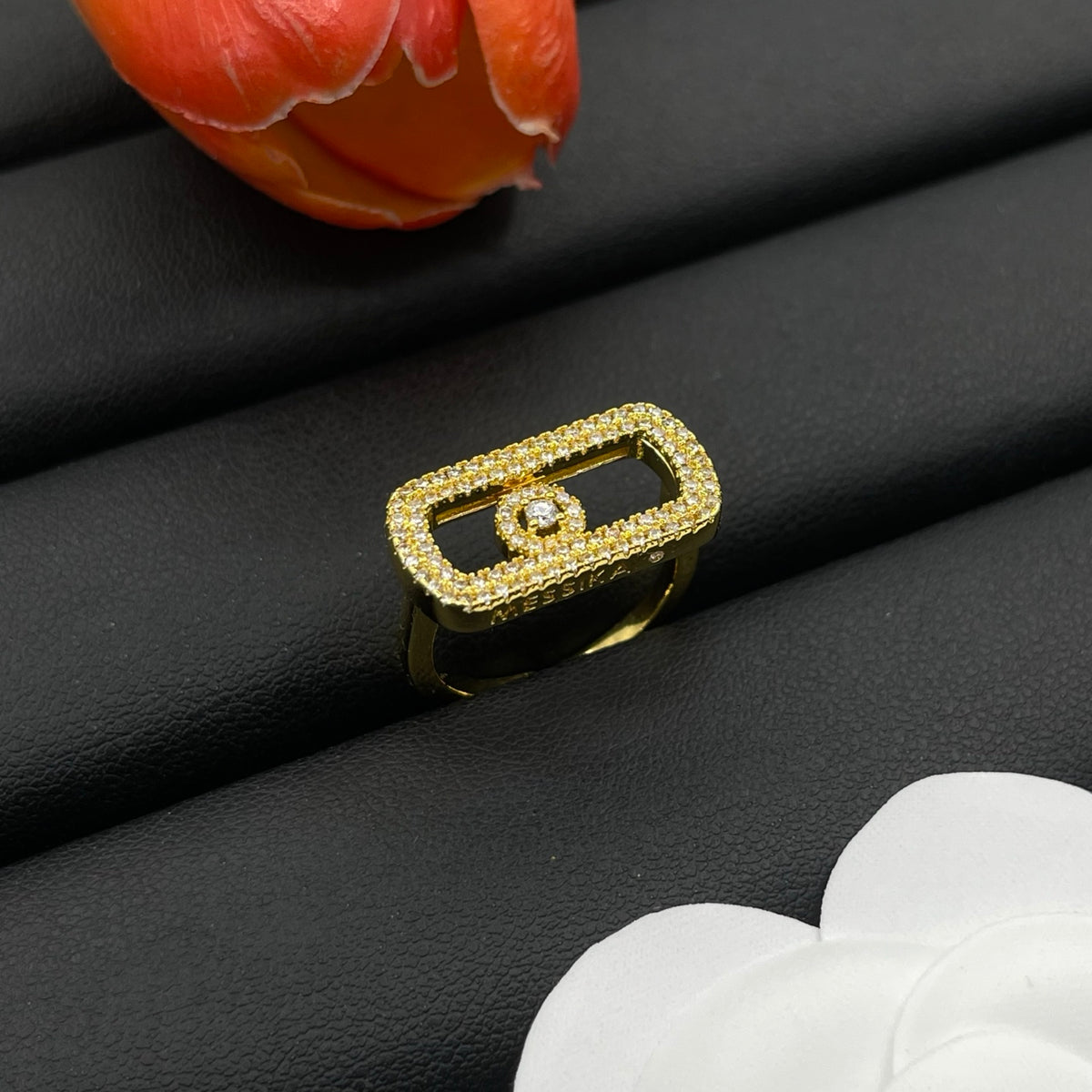 Messika Black Accent Signet ring in Gold Tone, detail view 3