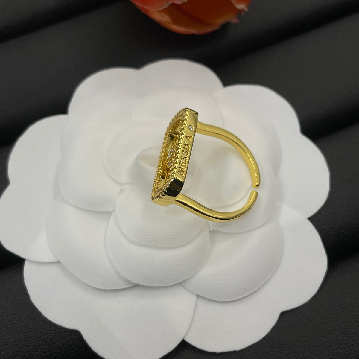 Messika Black Accent Signet ring in Gold Tone, detail view 6
