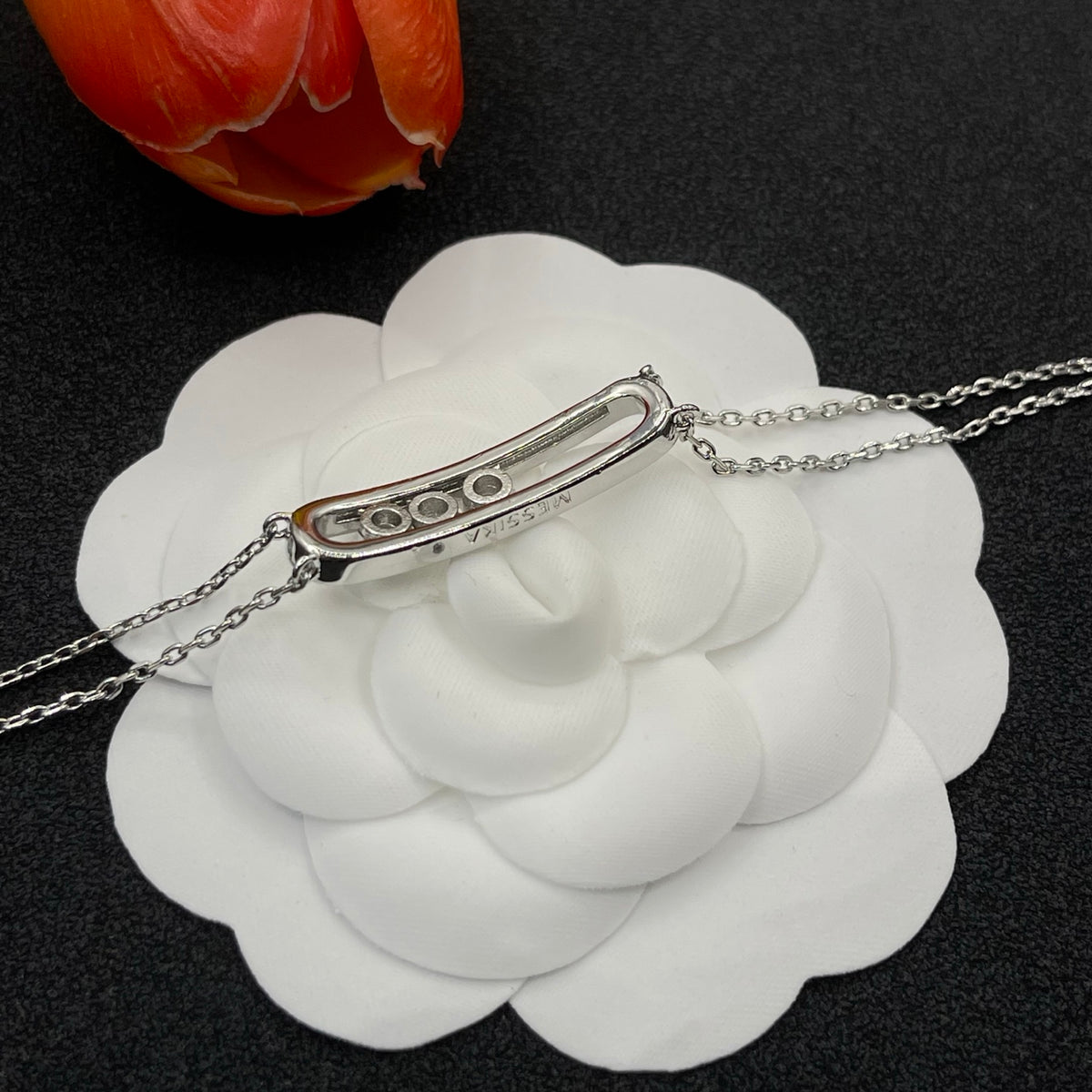 Messika White Accent Link bracelet in Silver Tone, detail view 13