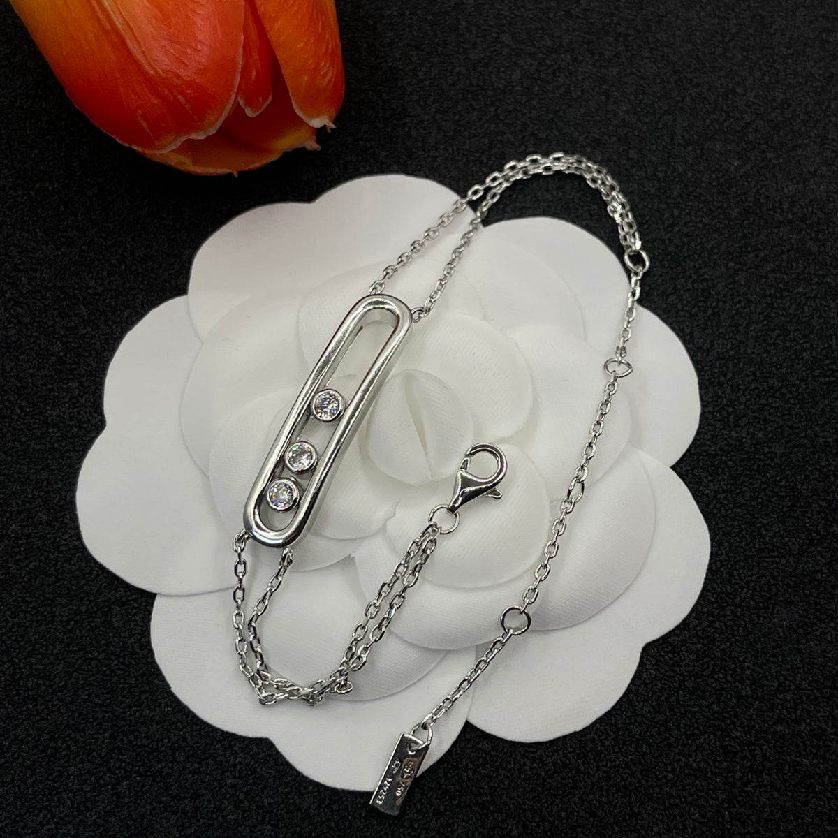 Messika White Accent Link bracelet in Silver Tone, detail view 12