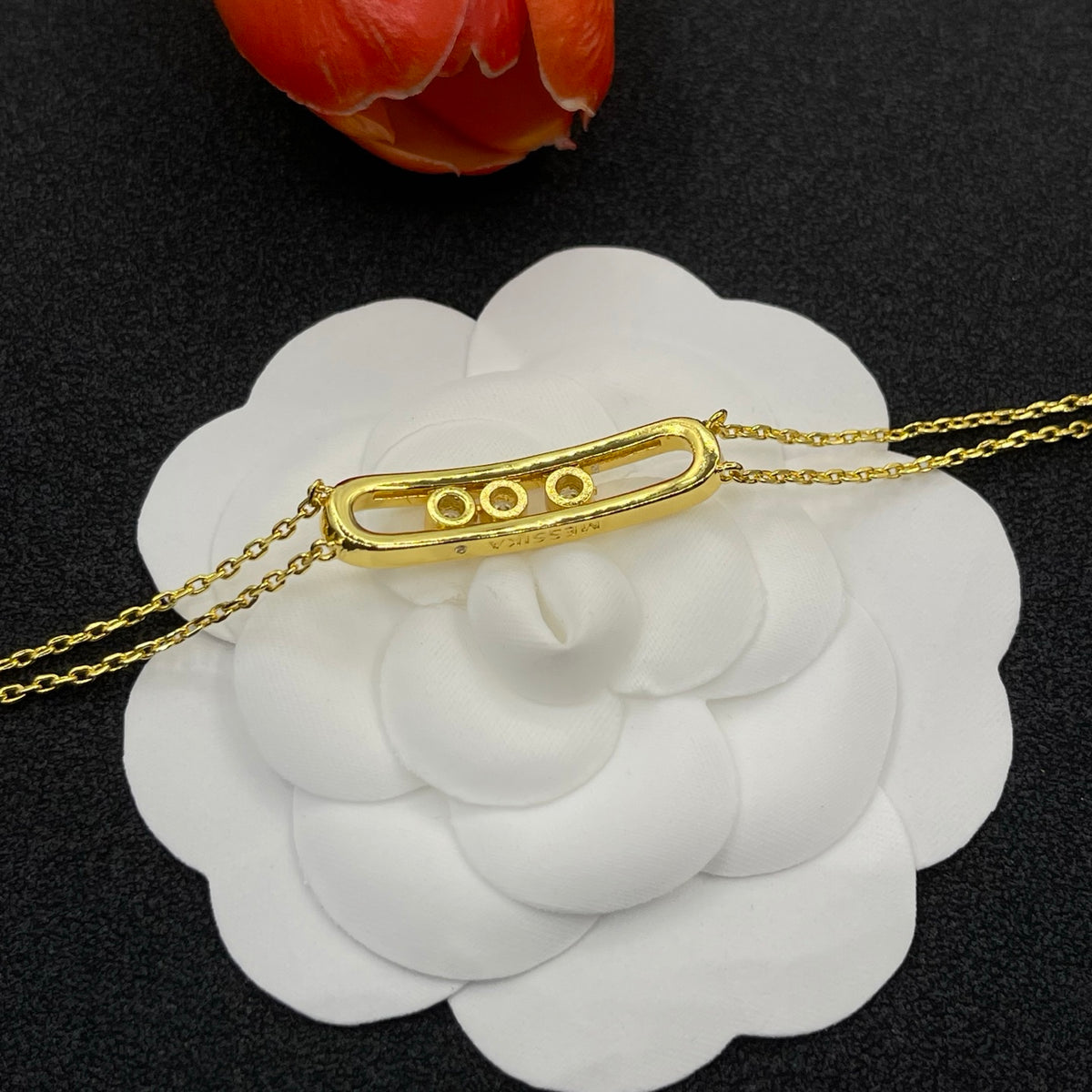 Messika White Accent Link bracelet in Gold Tone, detail view 6