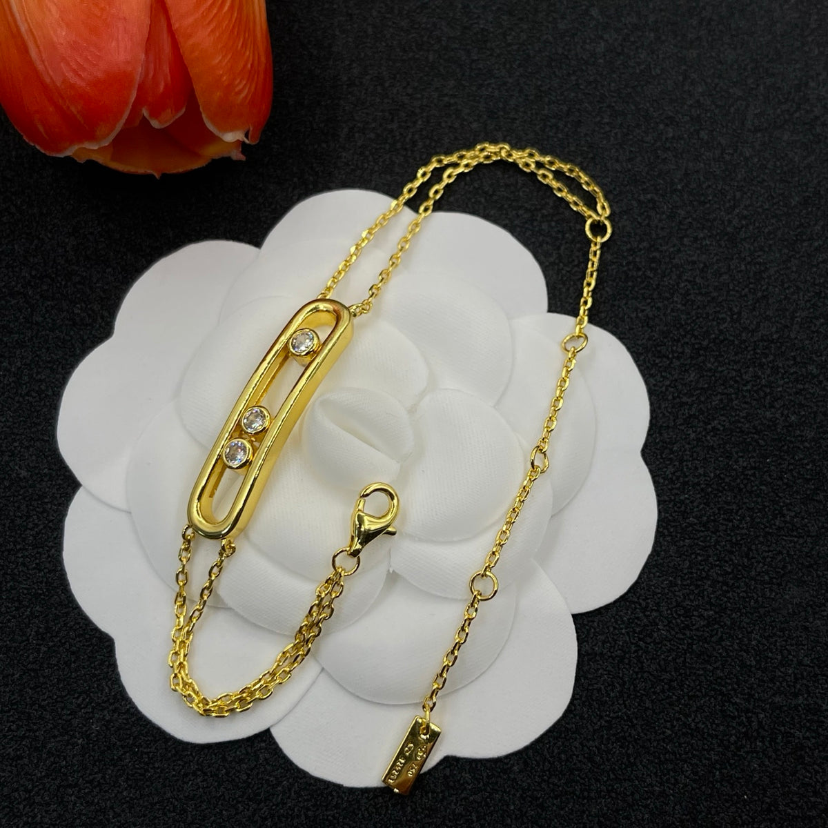 Messika White Accent Link bracelet in Gold Tone, detail view 5