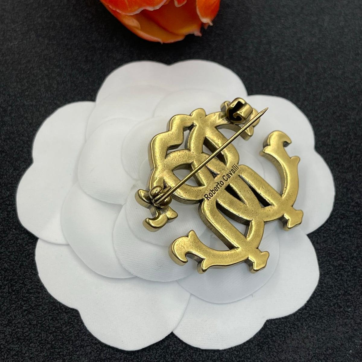 Roberto Cavalli pave RC monogram brooch in Two-Tone, detail view 5