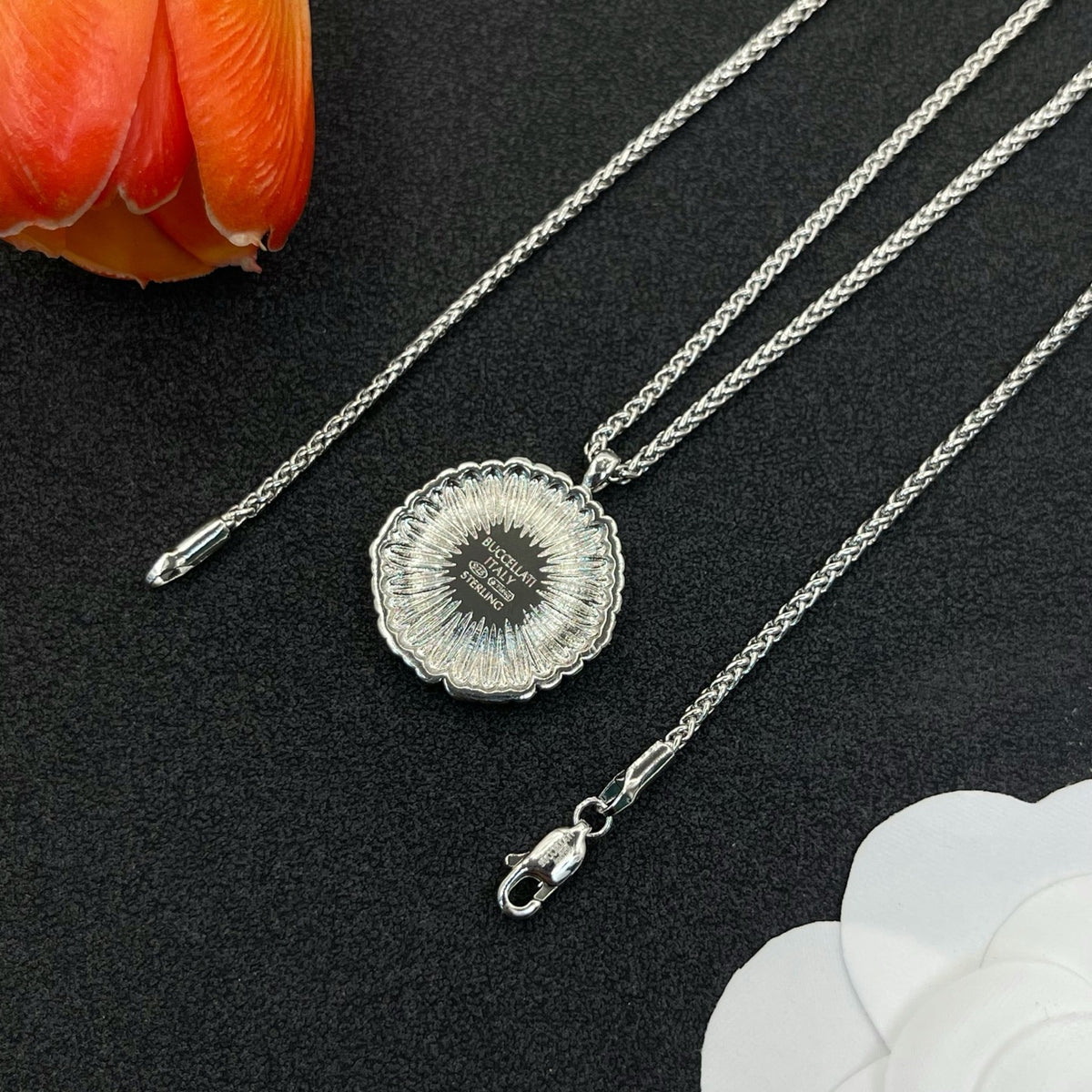 Buccellati sunburst pendant necklace in Silver Tone, detail view 15