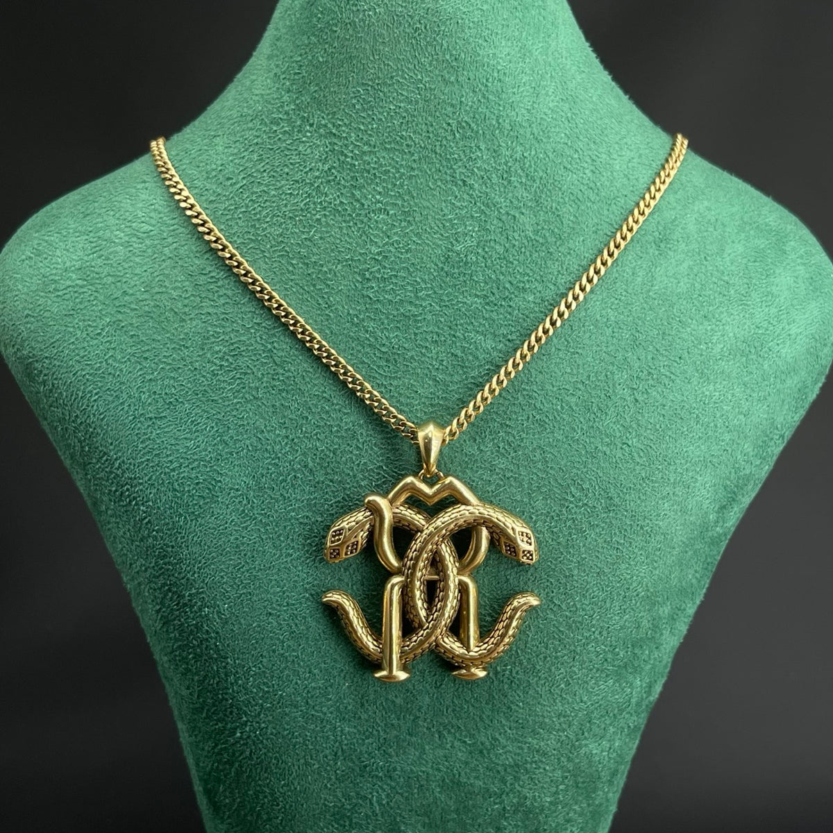 Roberto Cavalli RC monogram pendant necklace in Antique Gold Tone, main view