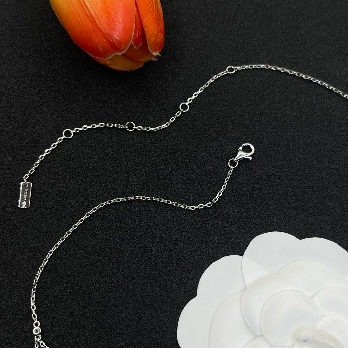 Messika Double Rectangular Pendant necklace in Silver Tone, detail view 6