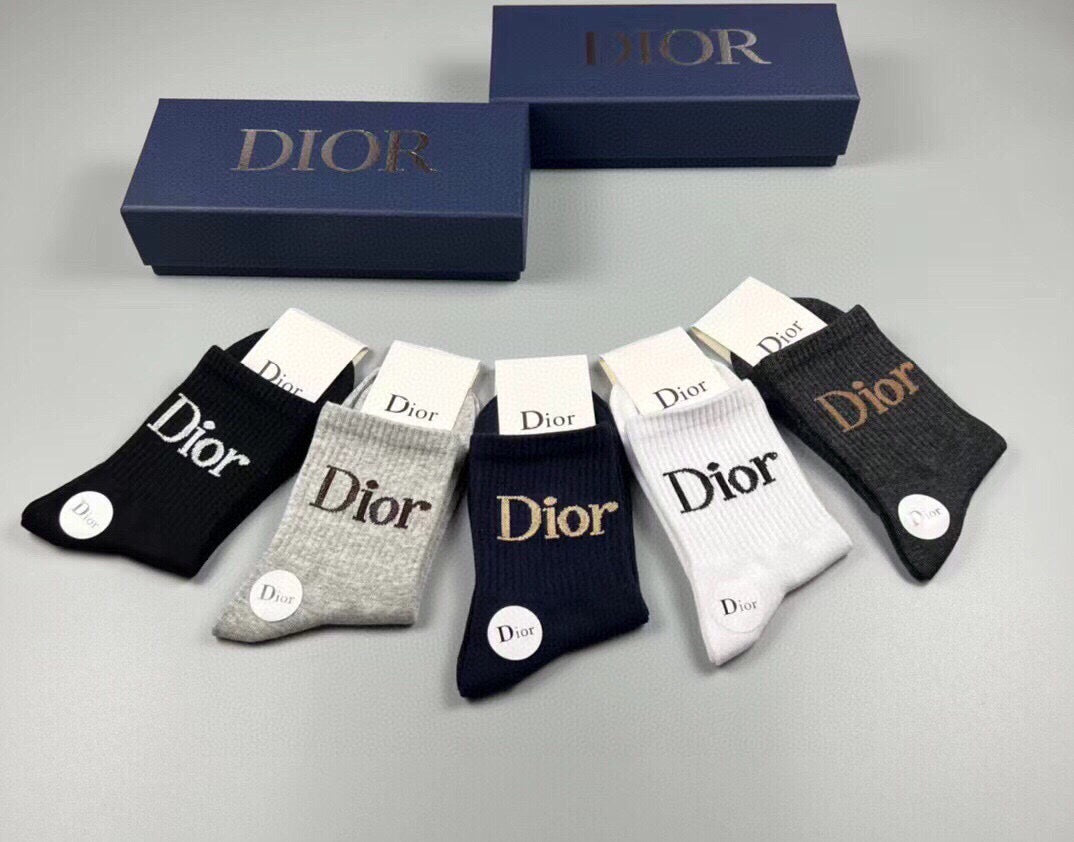 Dior Black White Fine Wordmark Edges Ankle Socks, image 3