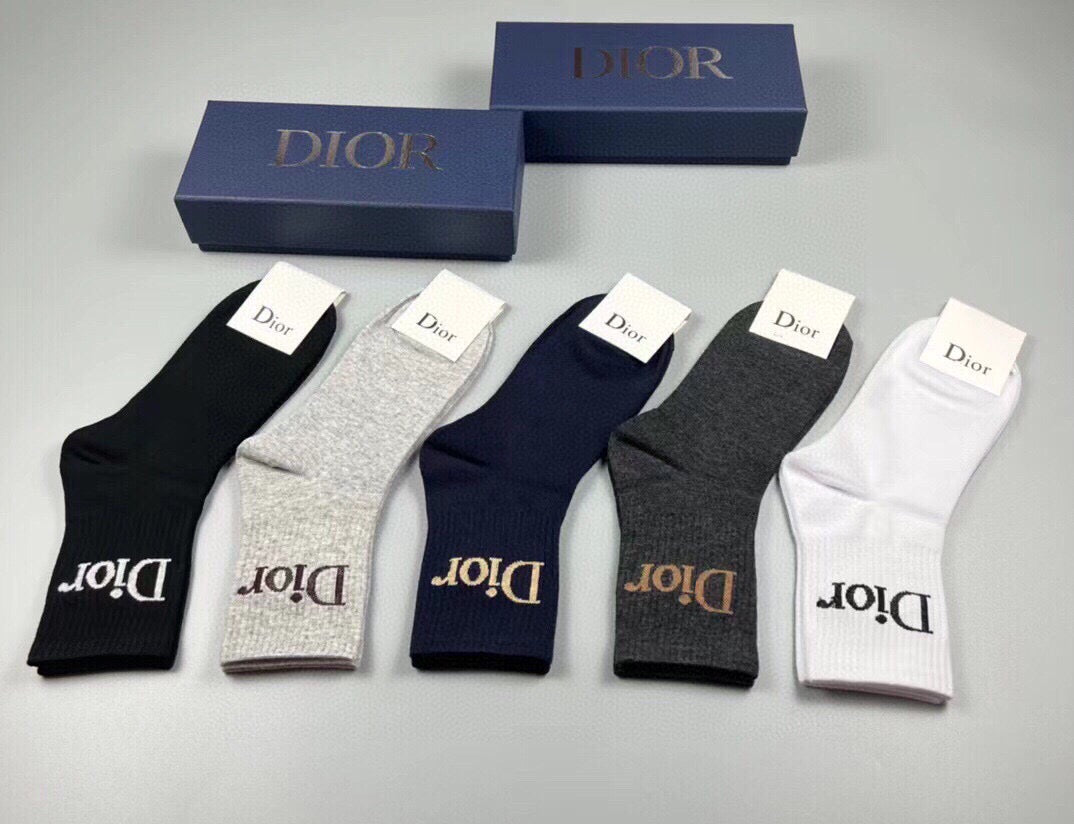 Dior Black White Fine Wordmark Edges Ankle Socks, image 4