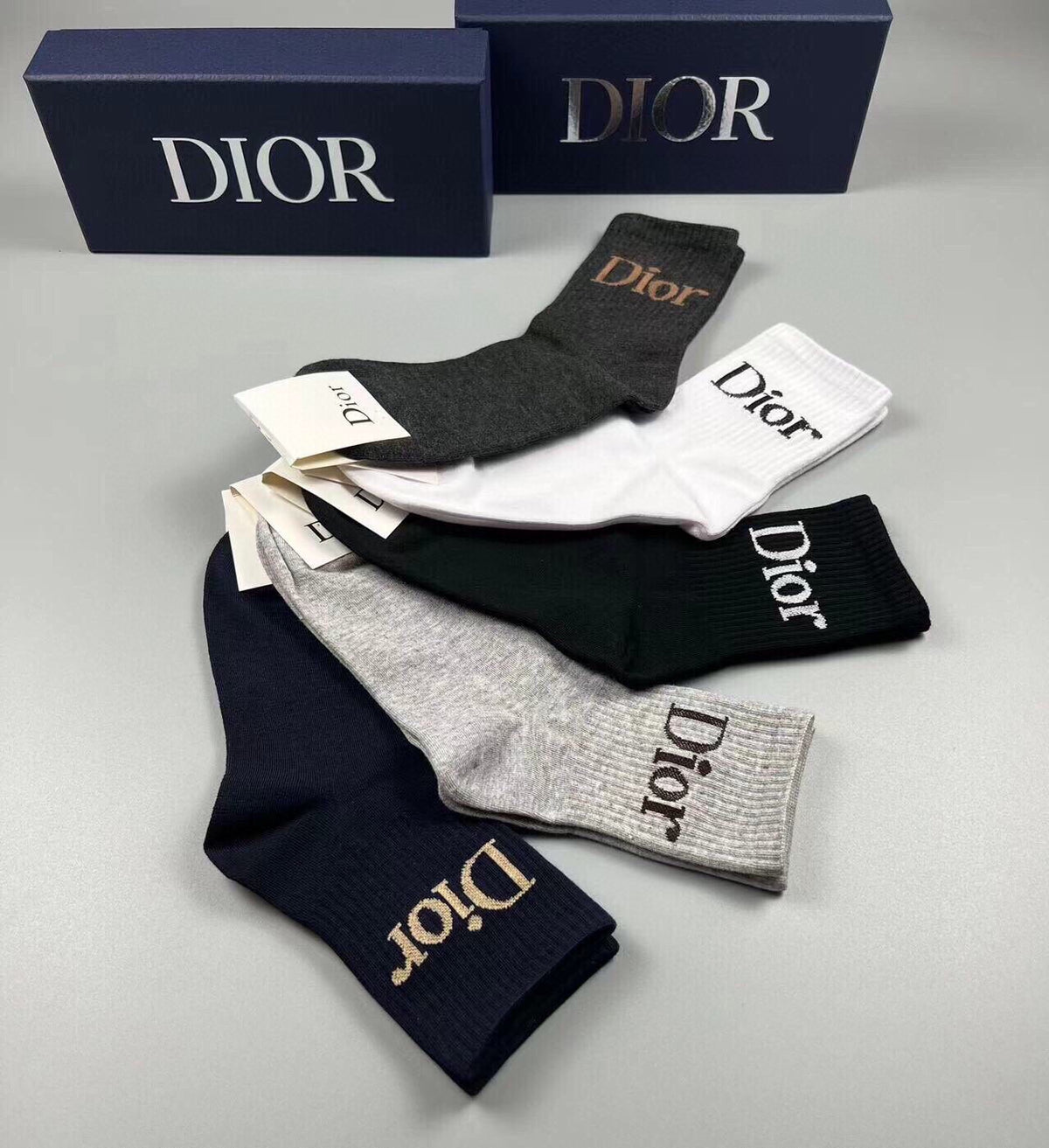 Dior Black White Fine Wordmark Edges Ankle Socks, image 9