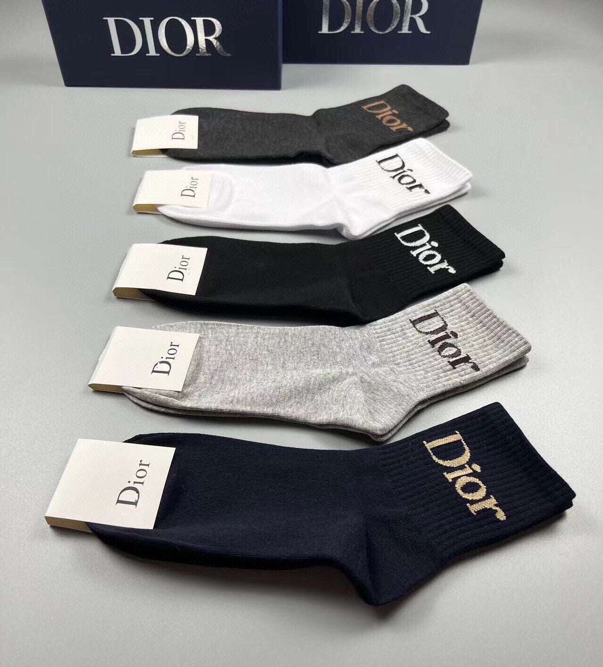Dior Black White Fine Wordmark Edges Ankle Socks, image 5