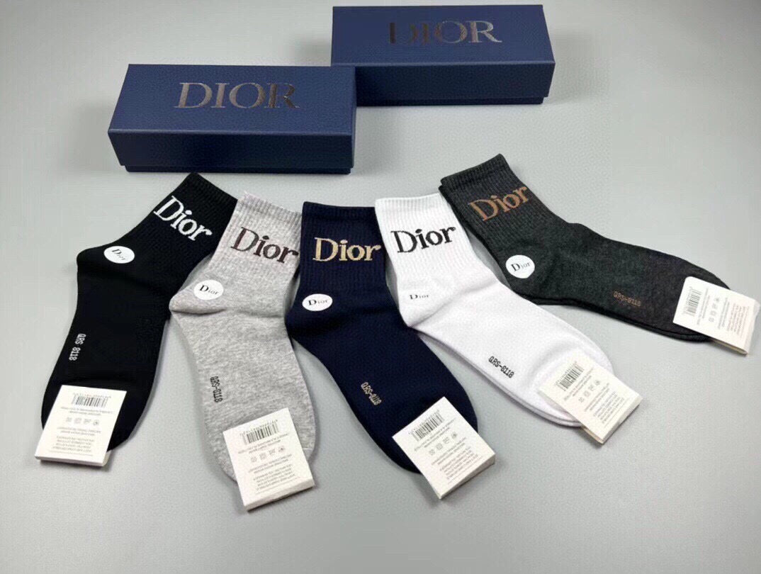 Dior Black White Fine Wordmark Edges Ankle Socks, image 2