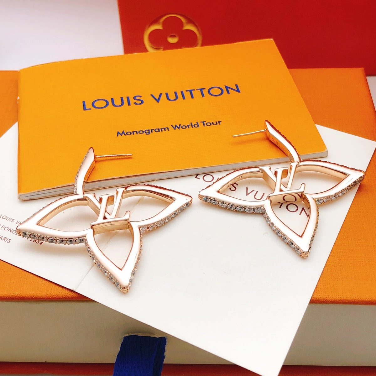 Louis Vuitton Crystal Gold-Tone Stud Earrings – Style 02 - image 3