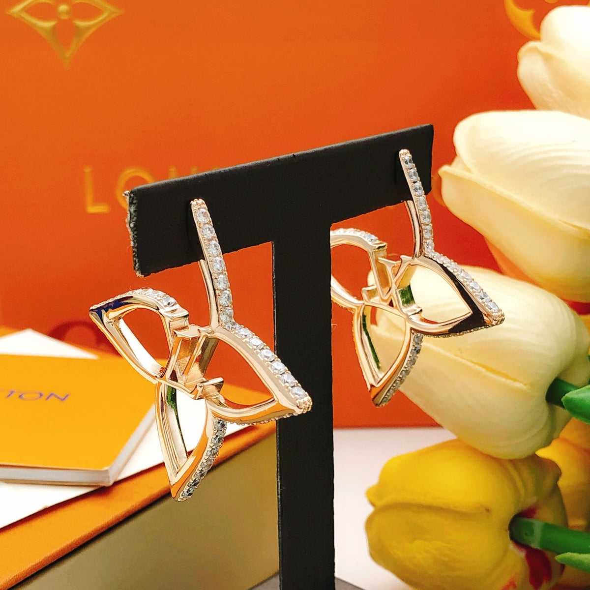Louis Vuitton Crystal Gold-Tone Stud Earrings – Style 02 - image 4