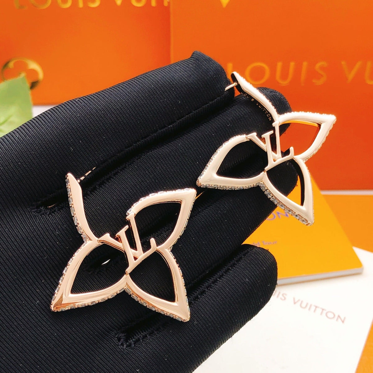 Louis Vuitton Crystal Gold-Tone Stud Earrings – Style 02 - image 7