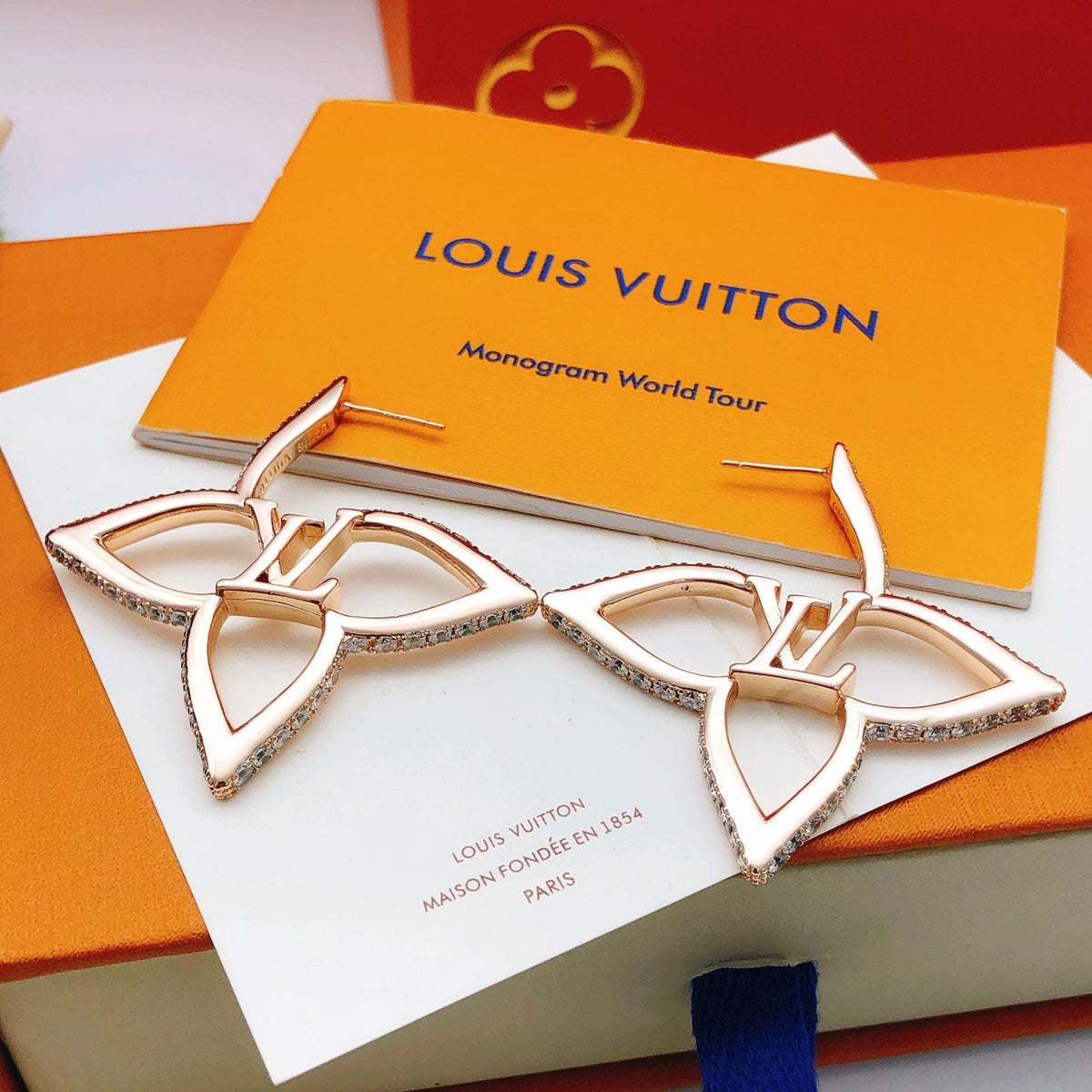 Louis Vuitton Crystal Gold-Tone Stud Earrings – Style 02 - image 2