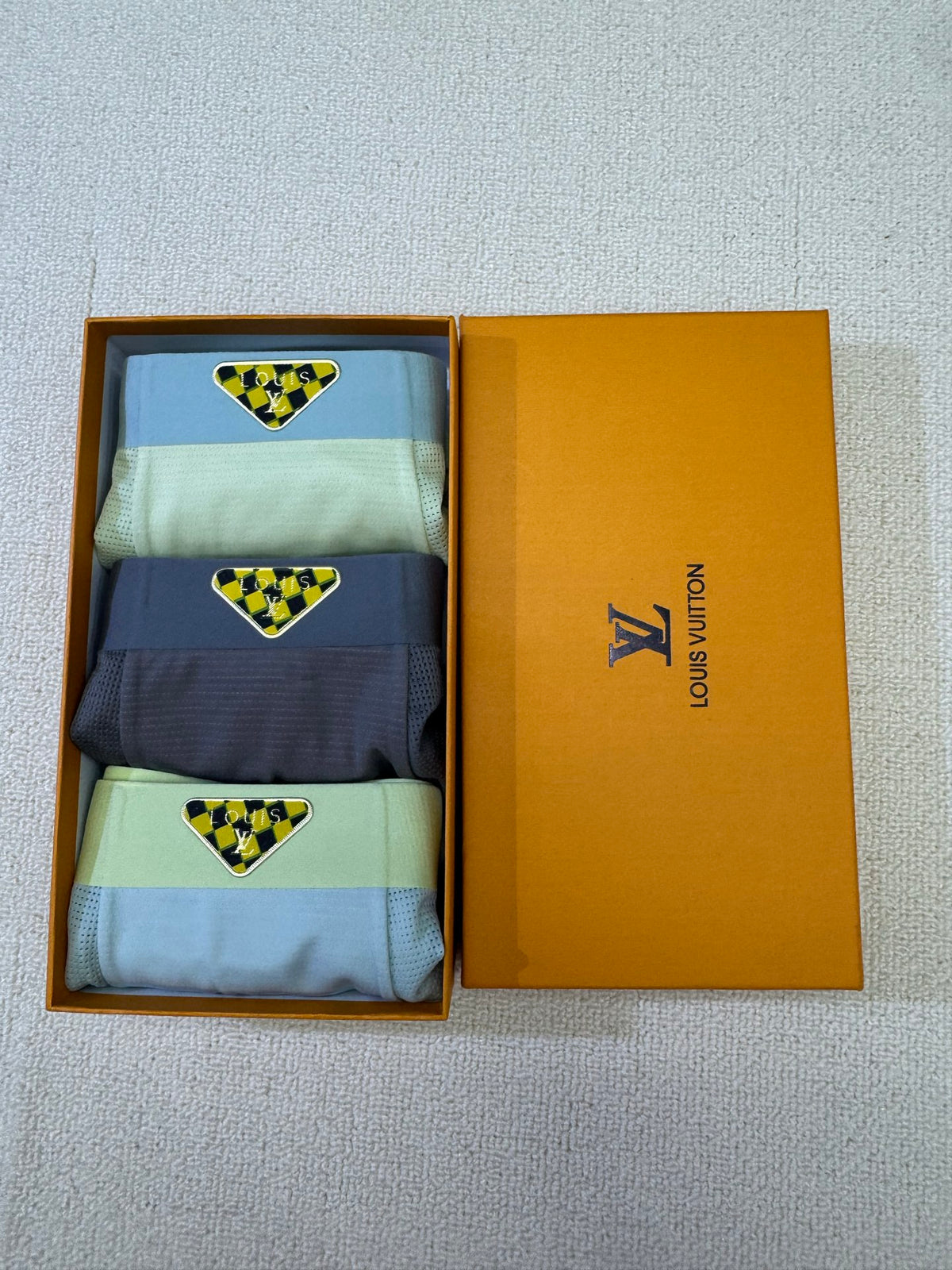 Louis Vuitton Grey Blue Lime Waist Emblems Boxer Briefs, image 6