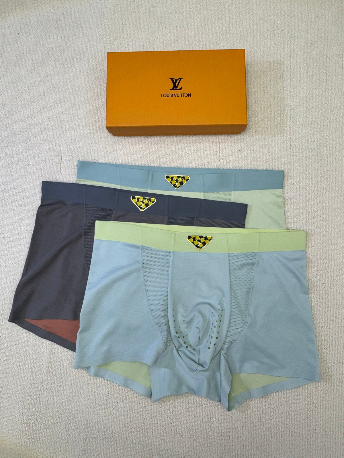 Louis Vuitton Grey Blue Lime Waist Emblems Boxer Briefs, image 1