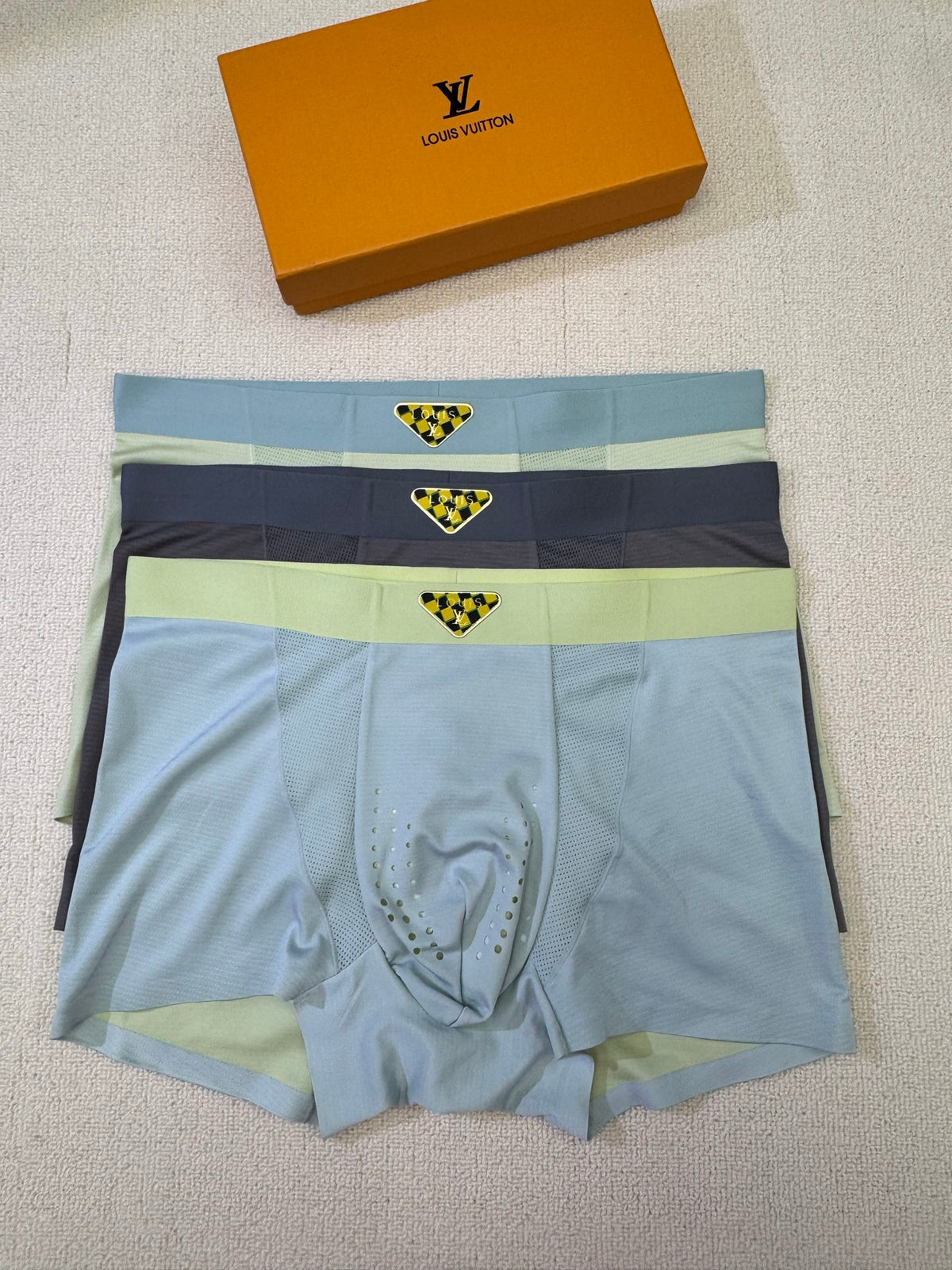 Louis Vuitton Grey Blue Lime Waist Emblems Boxer Briefs, image 3