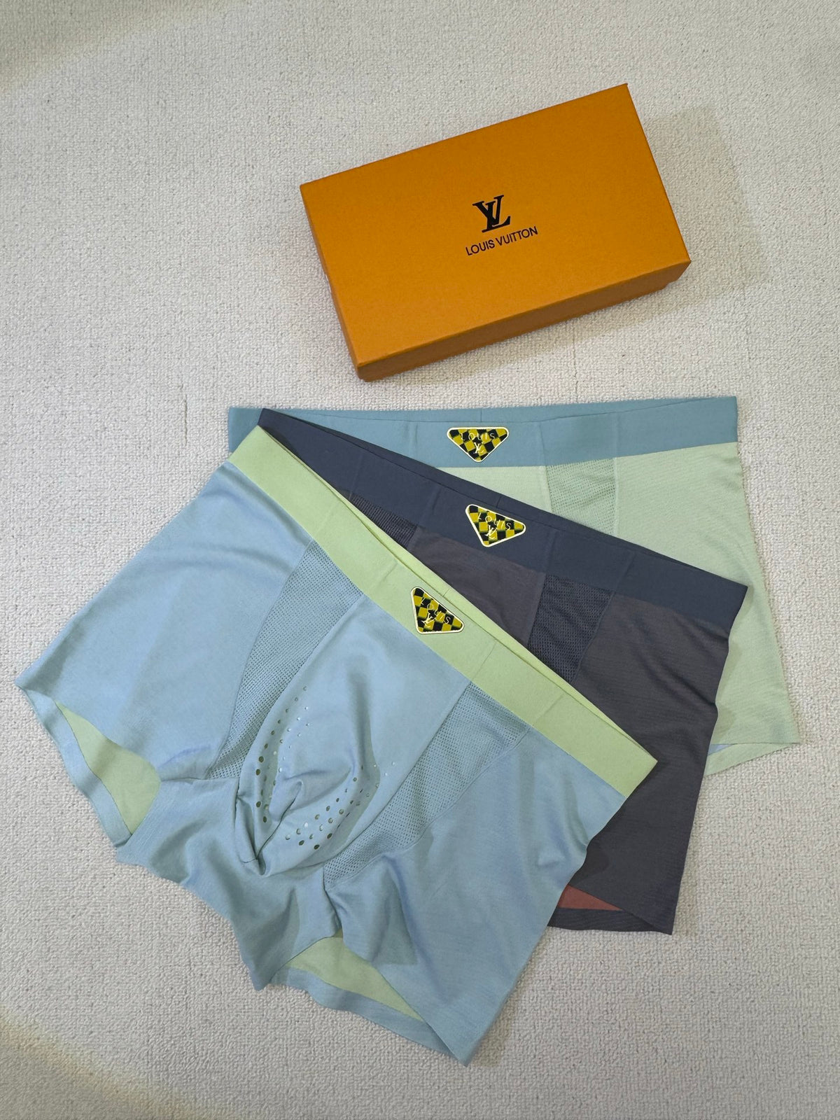 Louis Vuitton Grey Blue Lime Waist Emblems Boxer Briefs, image 2