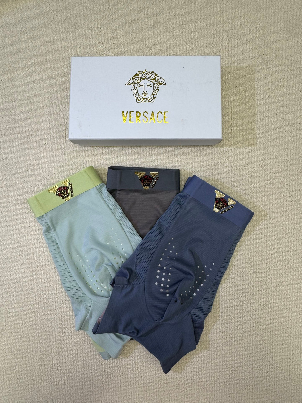 Versace Blue Small Gold Waist Face Boxer Briefs, image 5