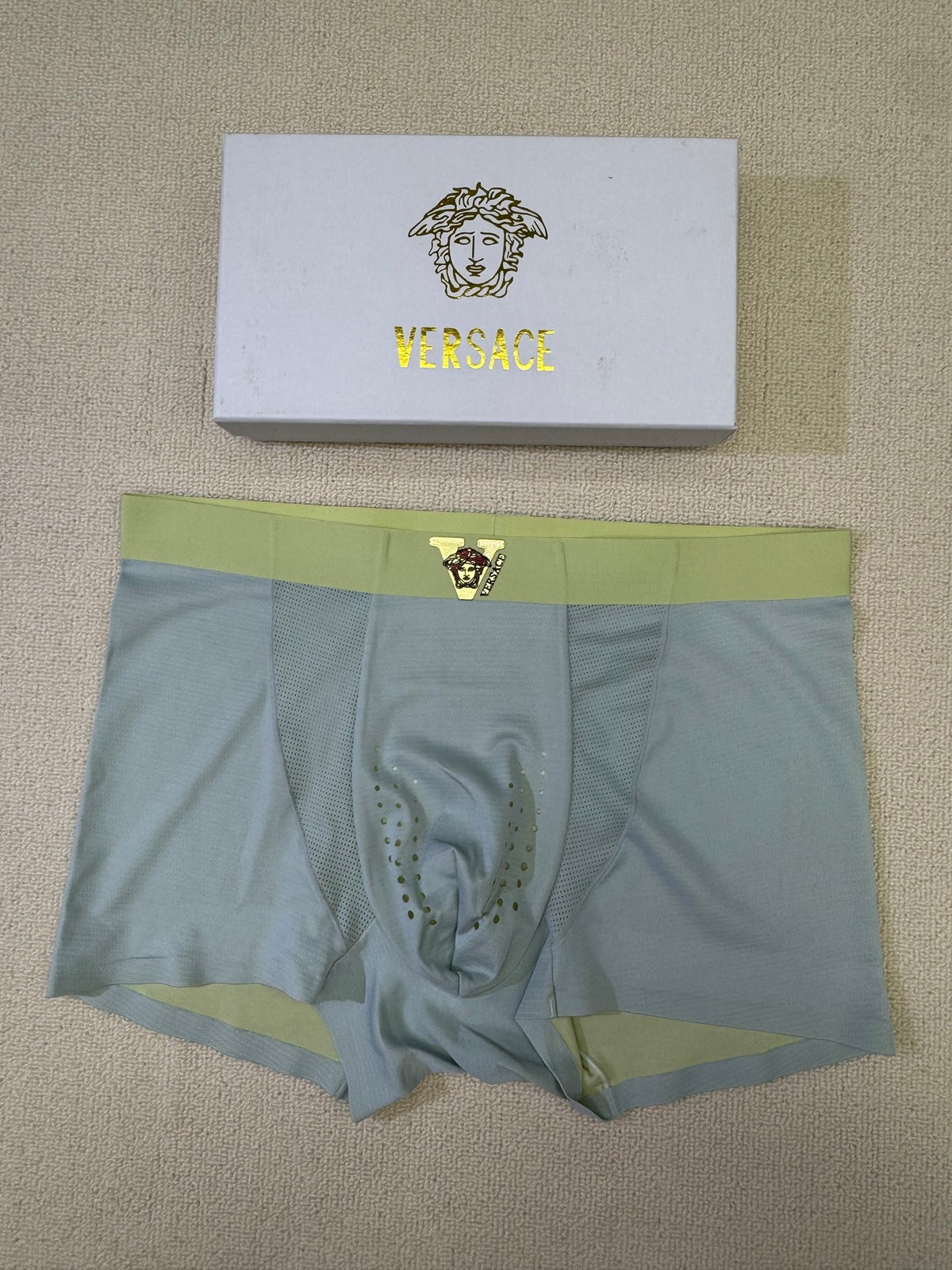 Versace Blue Small Gold Waist Face Boxer Briefs, image 8