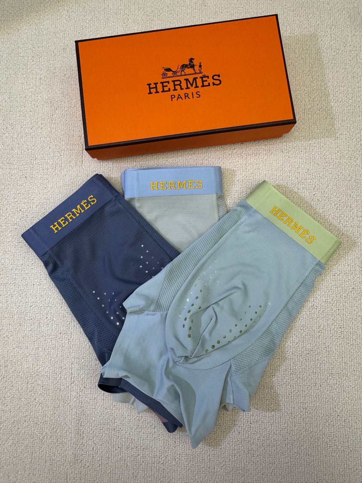 Hermès Blue Green Lilac Bright Waist Bands Boxer Briefs, image 5