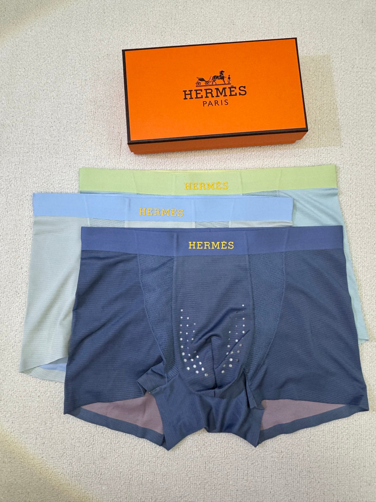 Hermès Blue Green Lilac Bright Waist Bands Boxer Briefs, image 2