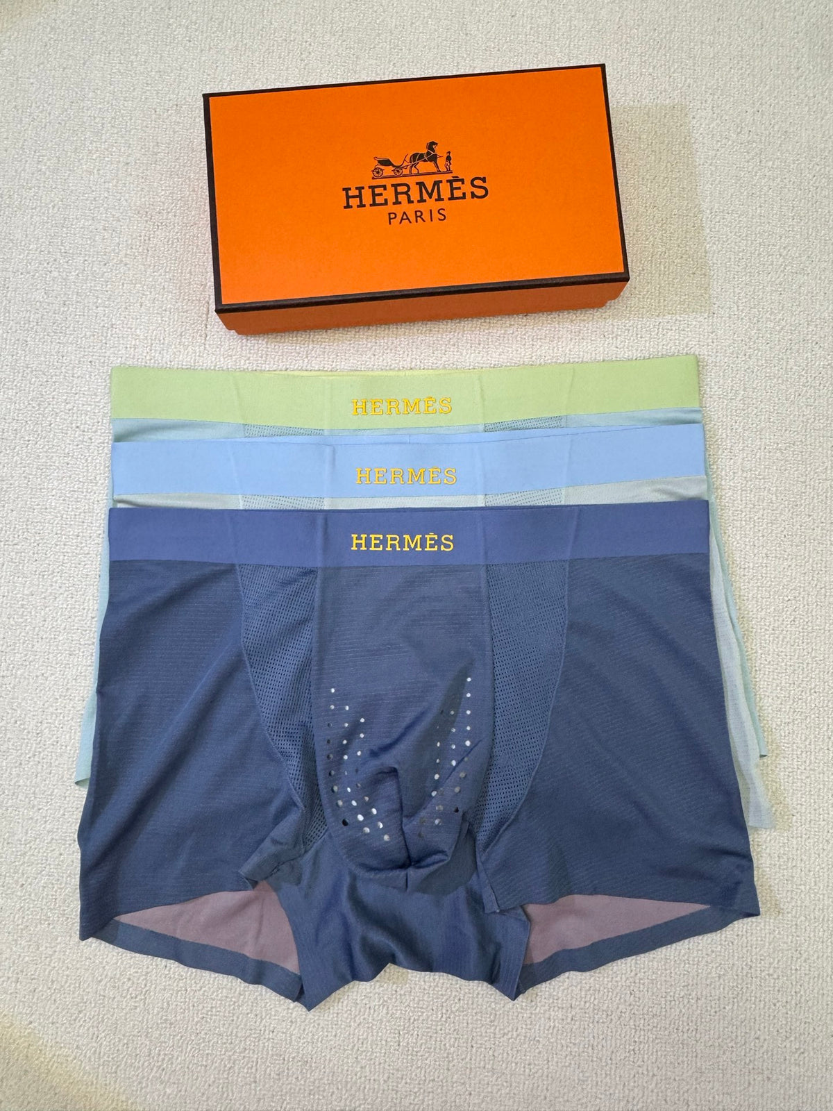 Hermès Blue Green Lilac Bright Waist Bands Boxer Briefs, image 1
