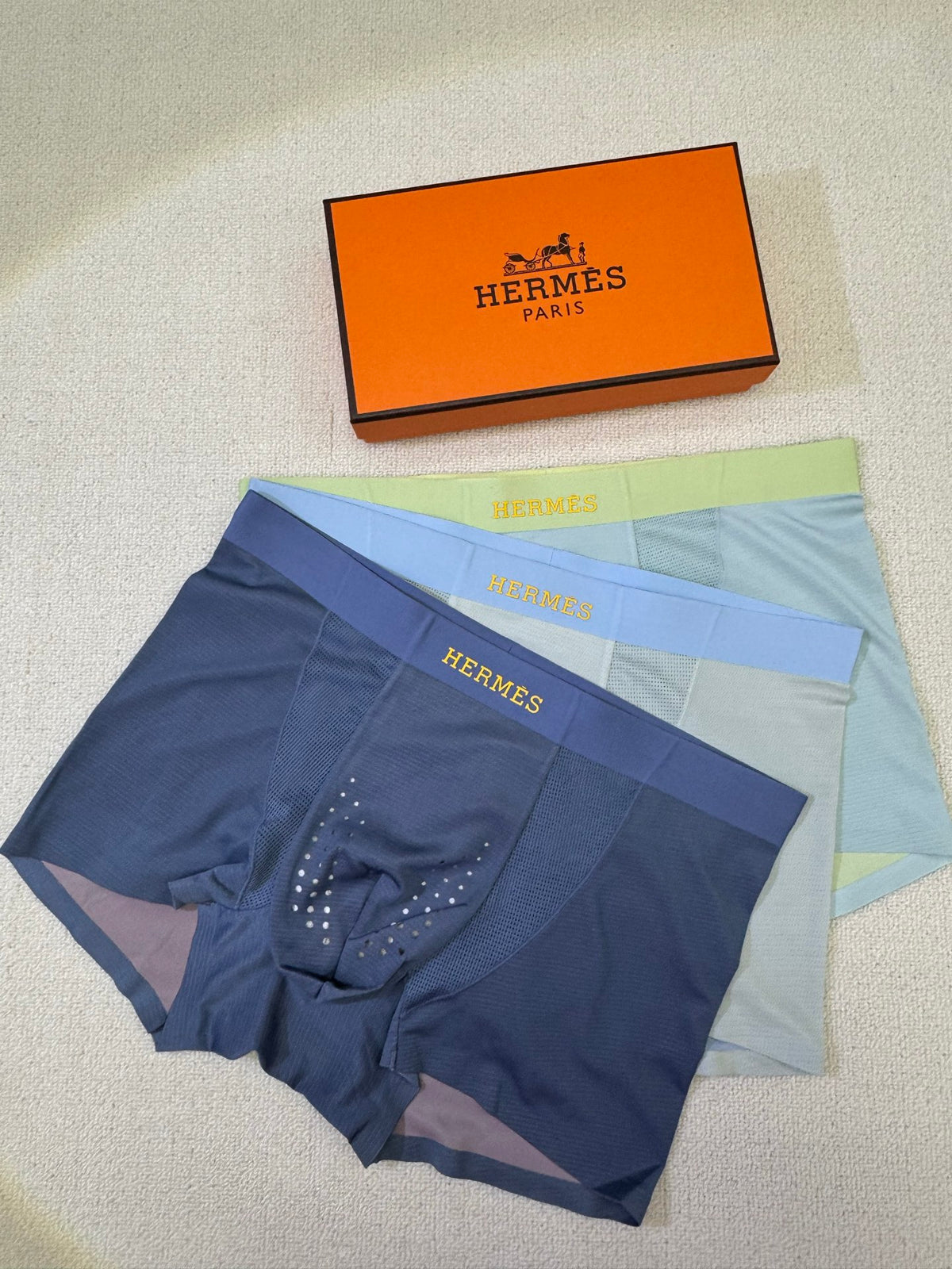Hermès Blue Green Lilac Bright Waist Bands Boxer Briefs, image 3